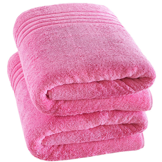 Hawmam Linen Jumbo Large Bath Sheets Towels 2 Pack Soft and Absorbent, Premium Quality 100% Cotton Towels (Pink, Bath Sheet)