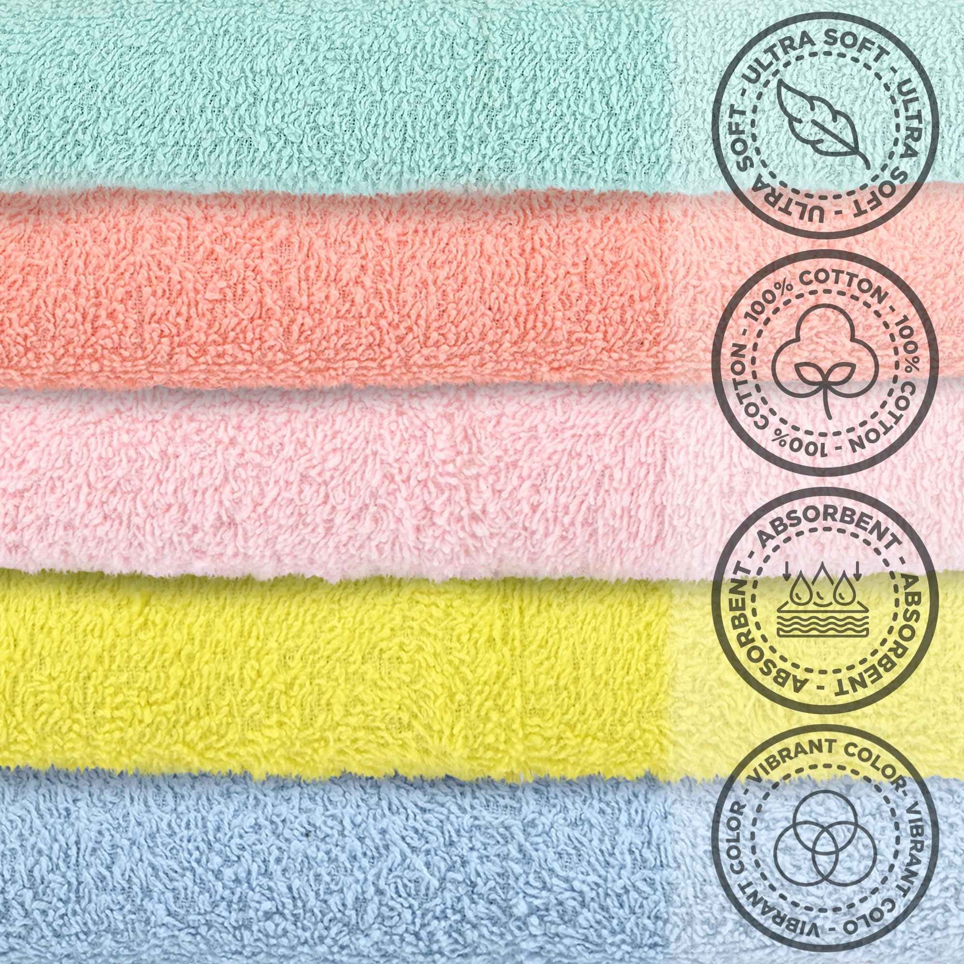 Crystal Ridge Cotton Wash Cloths 24 Pack - Washcloths for Showering, Face and Body, Soft and Highly Absorbent Multipurpose Towels for Bathroom, Kitchen, Spa and Gym - Wash Rags 12 x12 (Lt Blue)