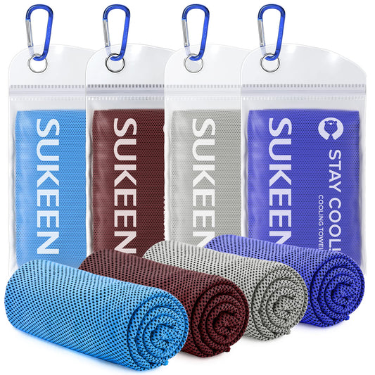 Sukeen [4 Pack] Cooling Towel (40"x12"),Ice Towel,Soft Breathable Chilly Towel,Microfiber Towel for Yoga,Sport,Running,Gym,Workout,Camping,Fitness,Workout & More Activities