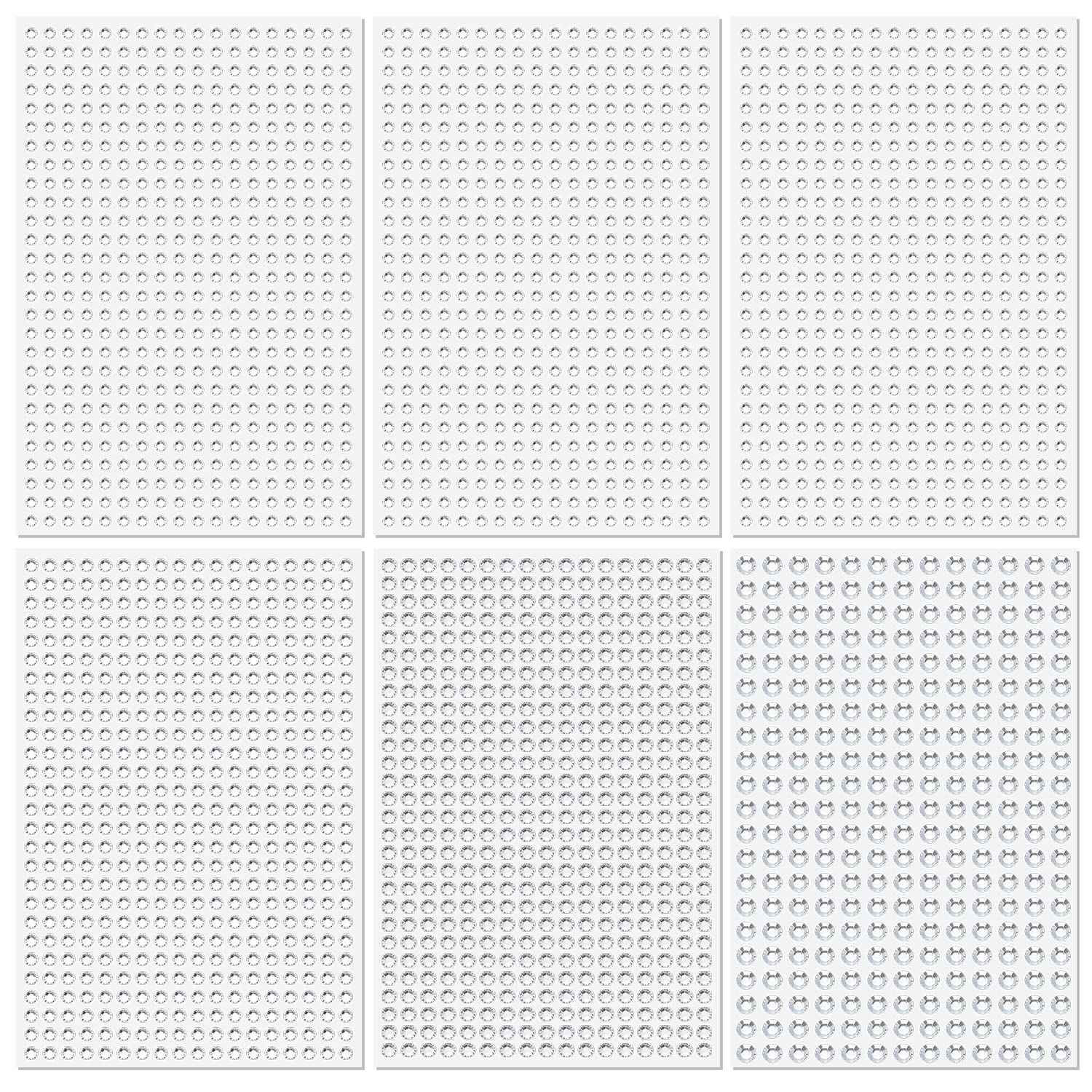 3729pcs Self Adhesive Rhinestone Stickers, Clear Rhinestone Stickers Crystal Gem Stickers 3/4/5/6mm for Makeup Stick on Face Jewels Decoration Nail Hair Crafts