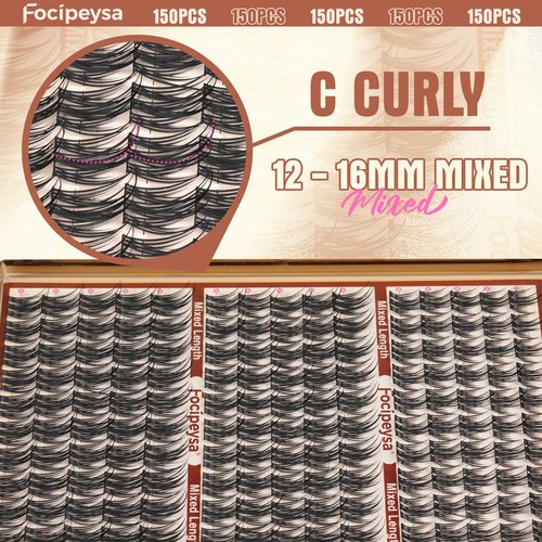 Focipeysa Manga Eyelashes Clusters Wispy Eyelashes Extensions 12-16mm Natural Manga Eyelash Clusters Salon Effect Pestañas Postizas Naturales Spiky Individual Lash Extensions at Home