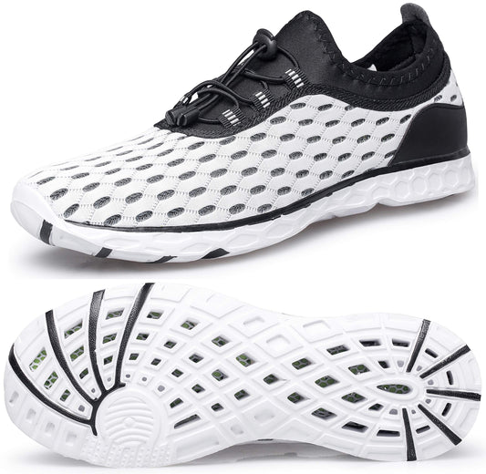 DOUSSPRT Men's Water Shoes Quick Drying Sports Aqua Shoes White Size 7