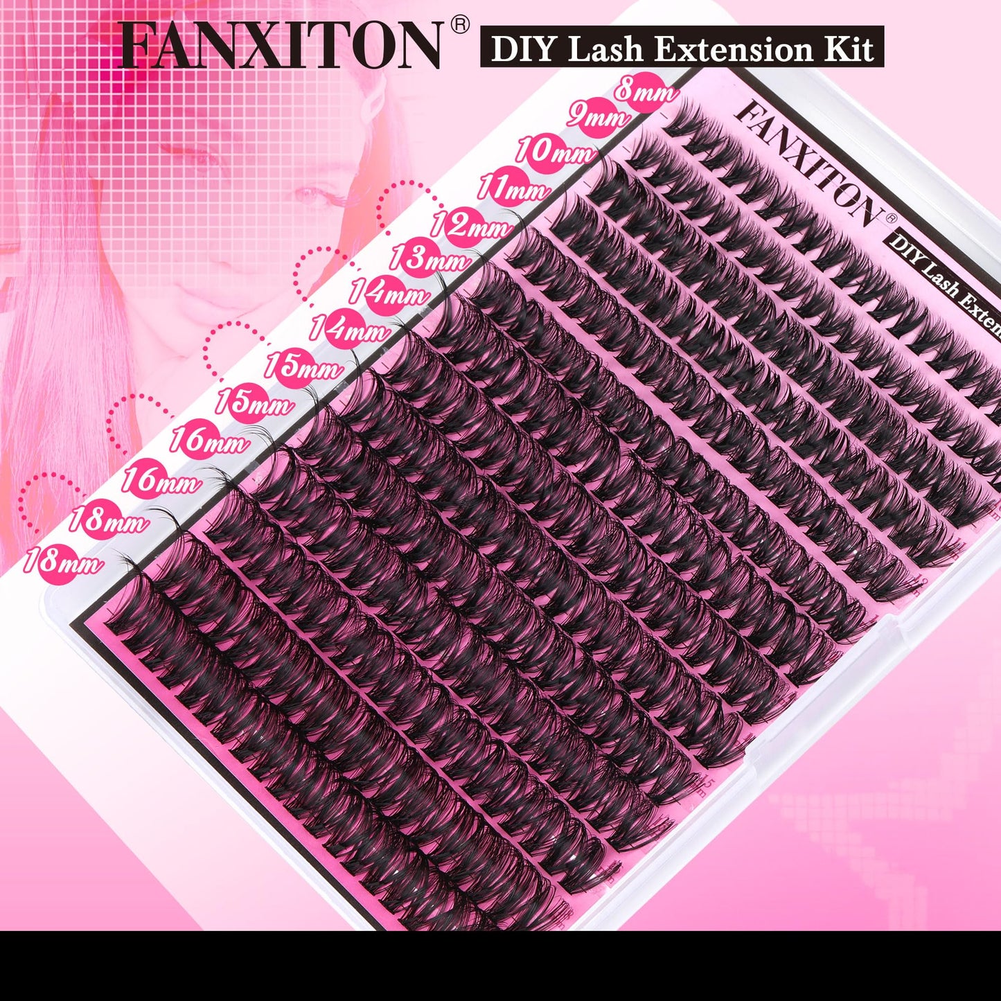 FANXITON Lash Clusters 280 Pcs Wispy Lash Clusters D Curl 8-18 MM Mix Volume Thick Eyelash Clusters 50D Long Individual Eyelash DIY Lash Extensions at Home(0.07D 50D)