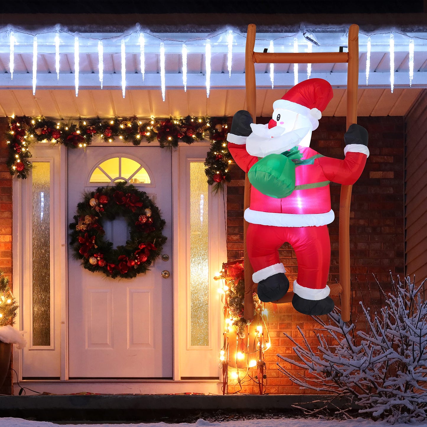 Joiedomi 6 FT Christmas Inflatable Climbing Santa, Hanging Inflatable Christmas Yard Decorations with Build-in LEDs, Blow Up Inflatables for Xmas Party Indoor, Outdoor, Yard, Garden, Lawn Décor