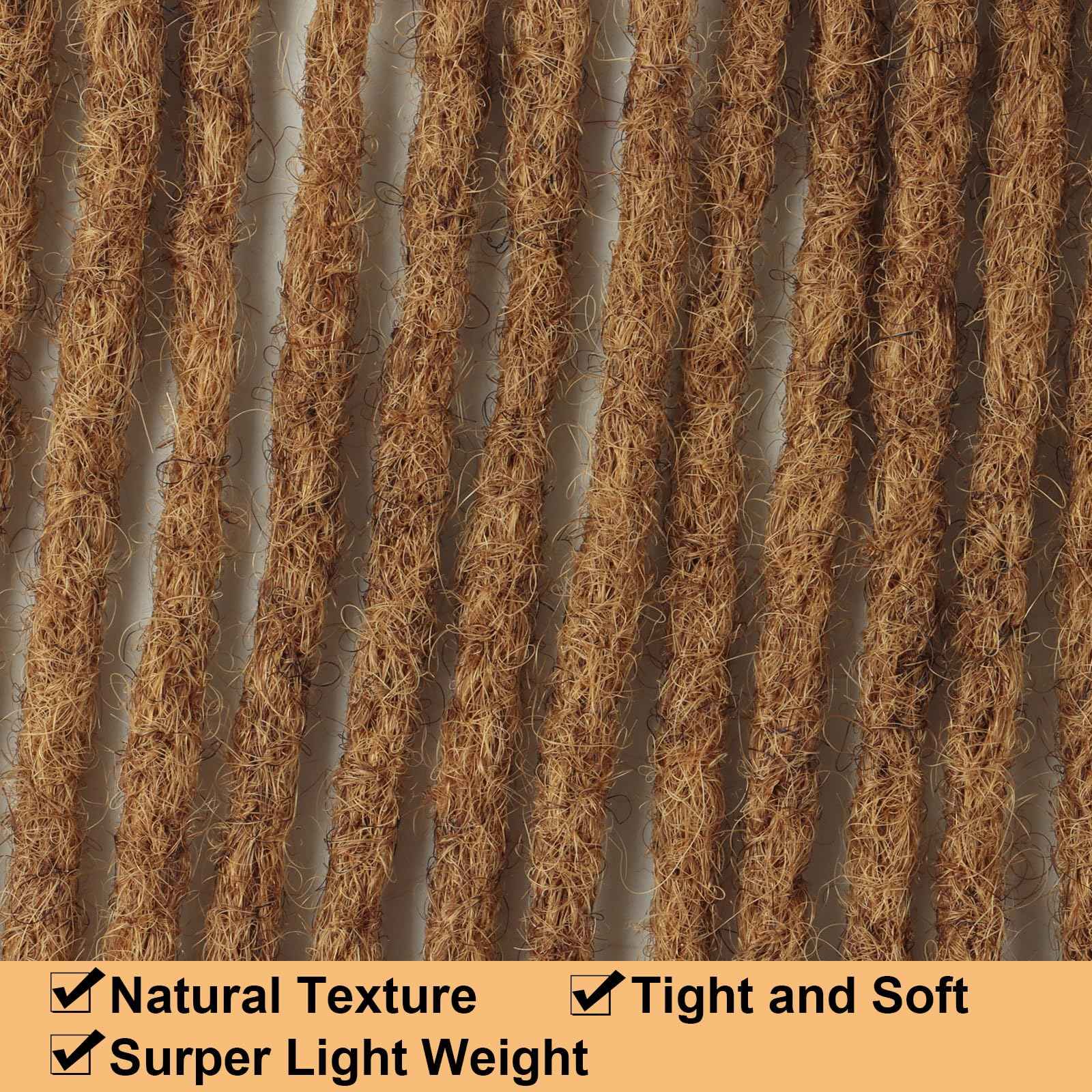 IIFLYDSFA 0.4cm Thickness #30 Light Brown Real Human Hair Dreadlock Extensions for Men/Women 12 Inch 20 Strands Full Handmade Permanent Locs Extensions Human Hair