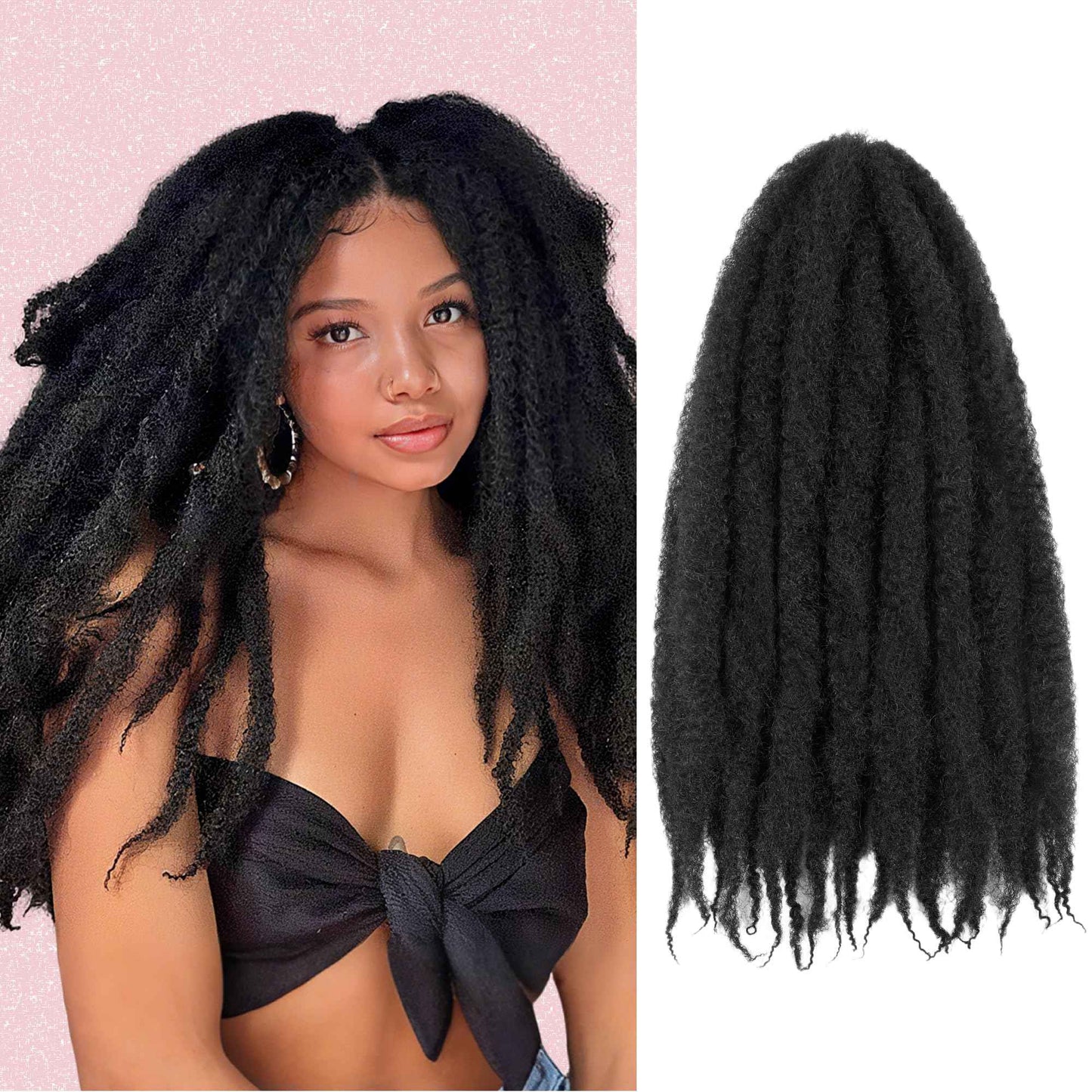 Marley Twist Braiding Hair 8 Packs Marley Twist Hair Twist Hair 30 Inch Afro Kinky Curly Twist Crochet Hair Twist Soft and Natural Hair (1B, 30 inch)