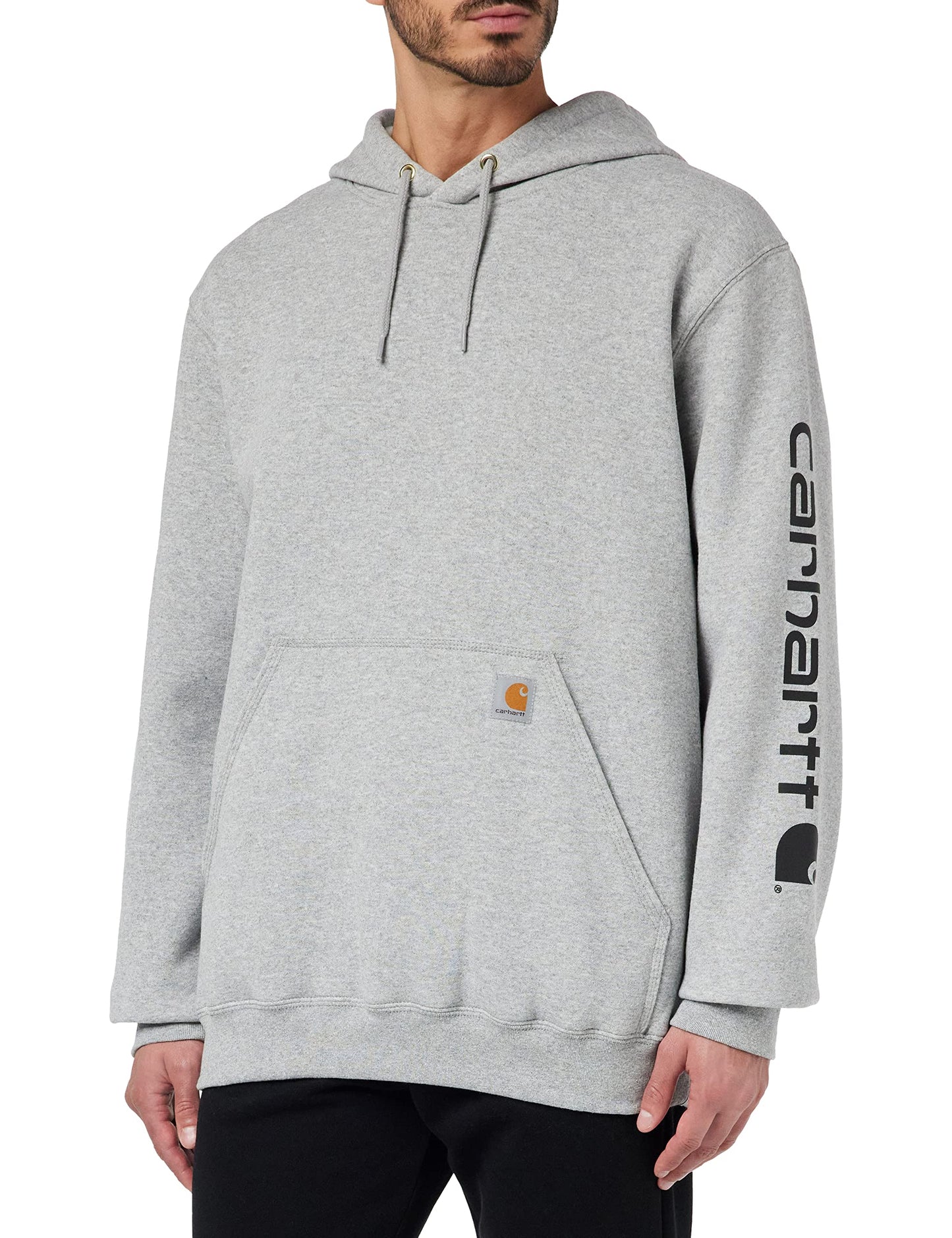 Carhartt Men's Loose Fit Midweight Logo Sleeve Graphic Sweatshirt, Heather Gray/Black