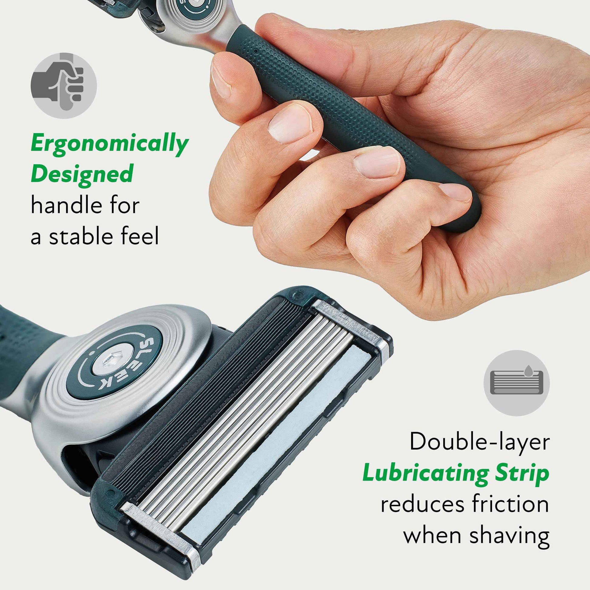 DORCO SLEEK Six Blade Razor System with Multi-Flex Technology Refill Set, Precision Shaving Razor Replacement Cartridge (8 Pack)