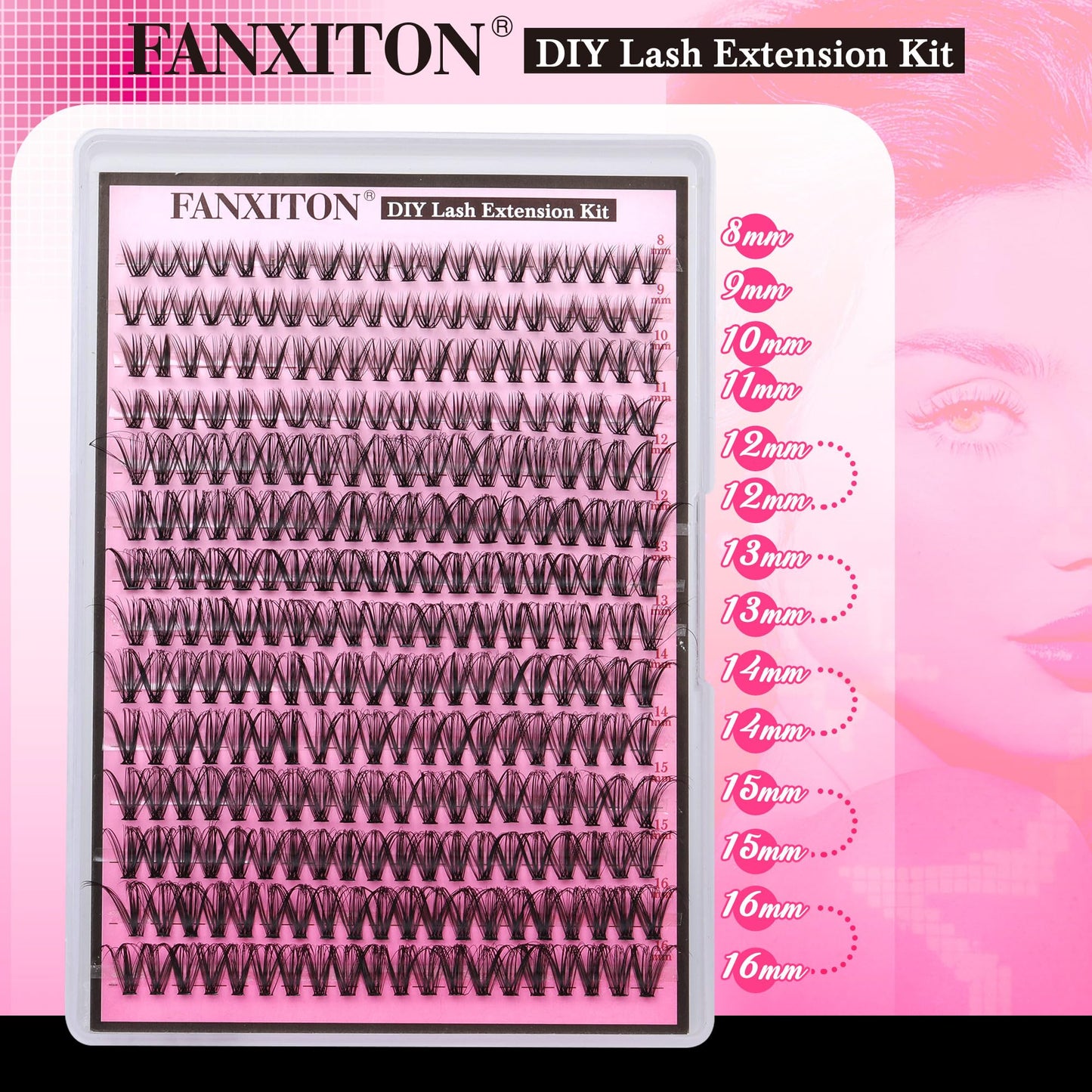 FANXITON Lash Clusters 280Pcs Wispy Lash Clusters D Curl 8-16Mix Natural Eyelash Clusters 30D Individual Eyelash DIY Lash Extensions at Home (0.07D 30D)