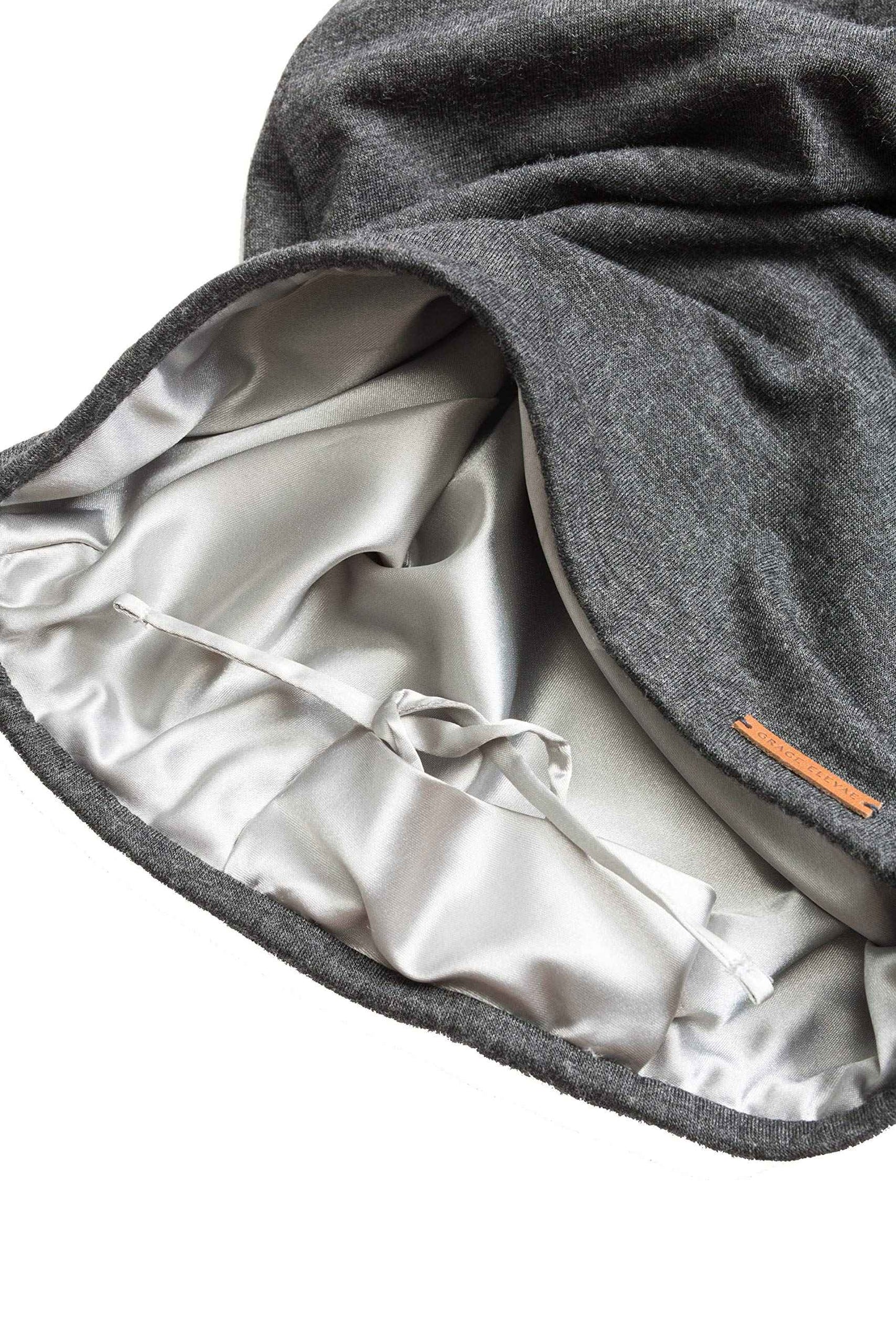 Grace Eleyae GE Women's Adjustable Satin Lined Sleep Cap Slap Hair Care Beanie Hat, Gray