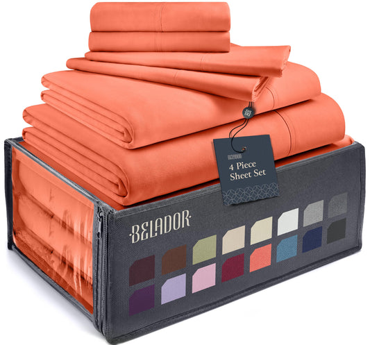 BELADOR Silky Soft Twin Sheet Set - Luxury 4 Piece Bed Sheets for Twin Size Bed, Secure-Fit Deep Pocket Sheets with Elastic, Breathable Hotel Sheets and Pillowcase Set, Wrinkle Free Oeko-Tex Sheets