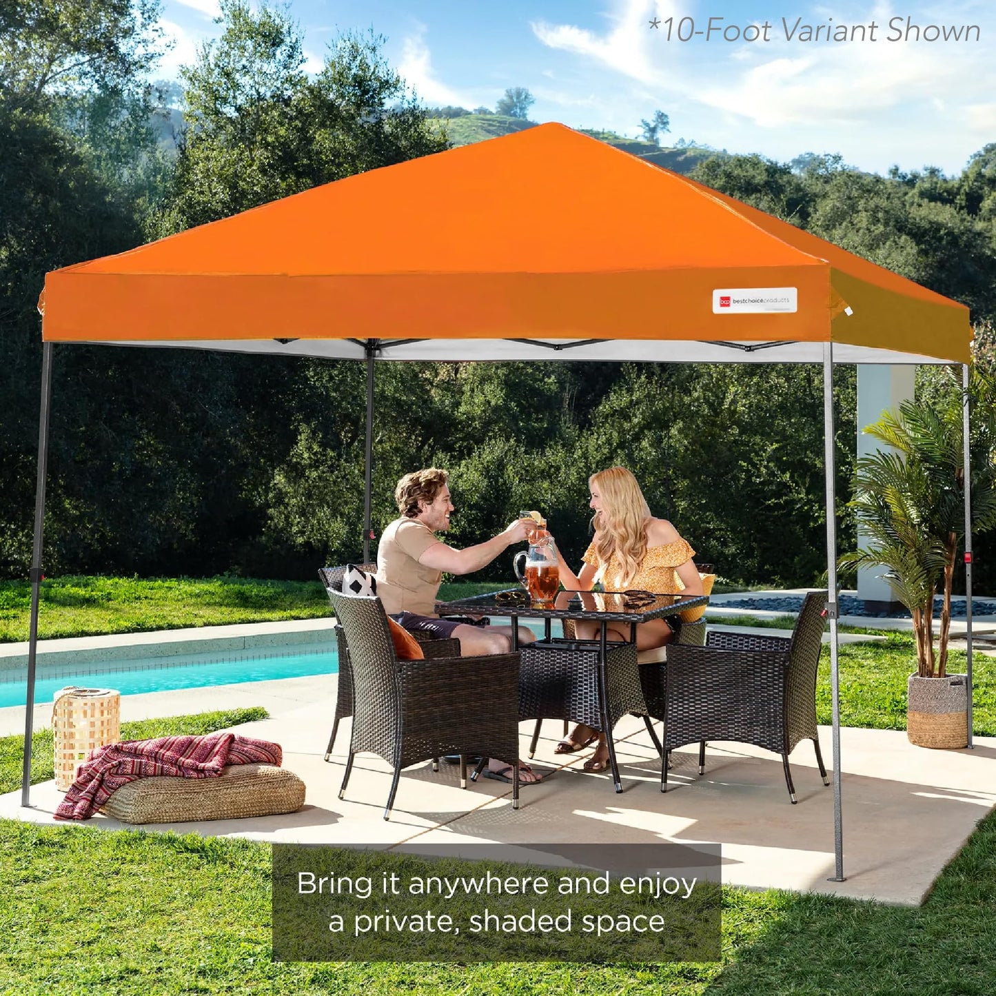 Best Choice Products 8x8ft 1-Person Setup Pop Up Canopy Tent Instant Portable Shelter w/ 1-Button Push, Case, 4 Weight Bags - Orange