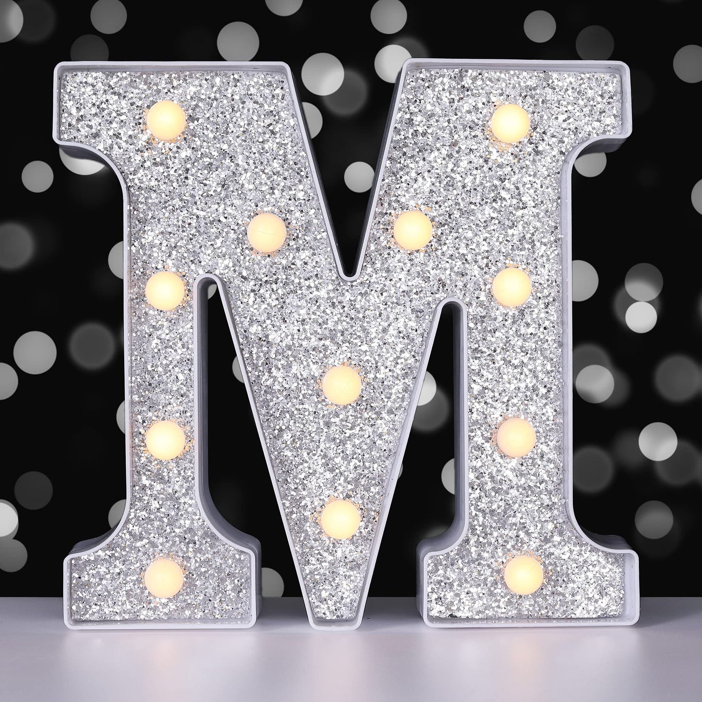 Foaky Silver Light Up Letters,Party Decorations,Birthday Decorations for Night Light Birthday Party Christmas Gifts (M)