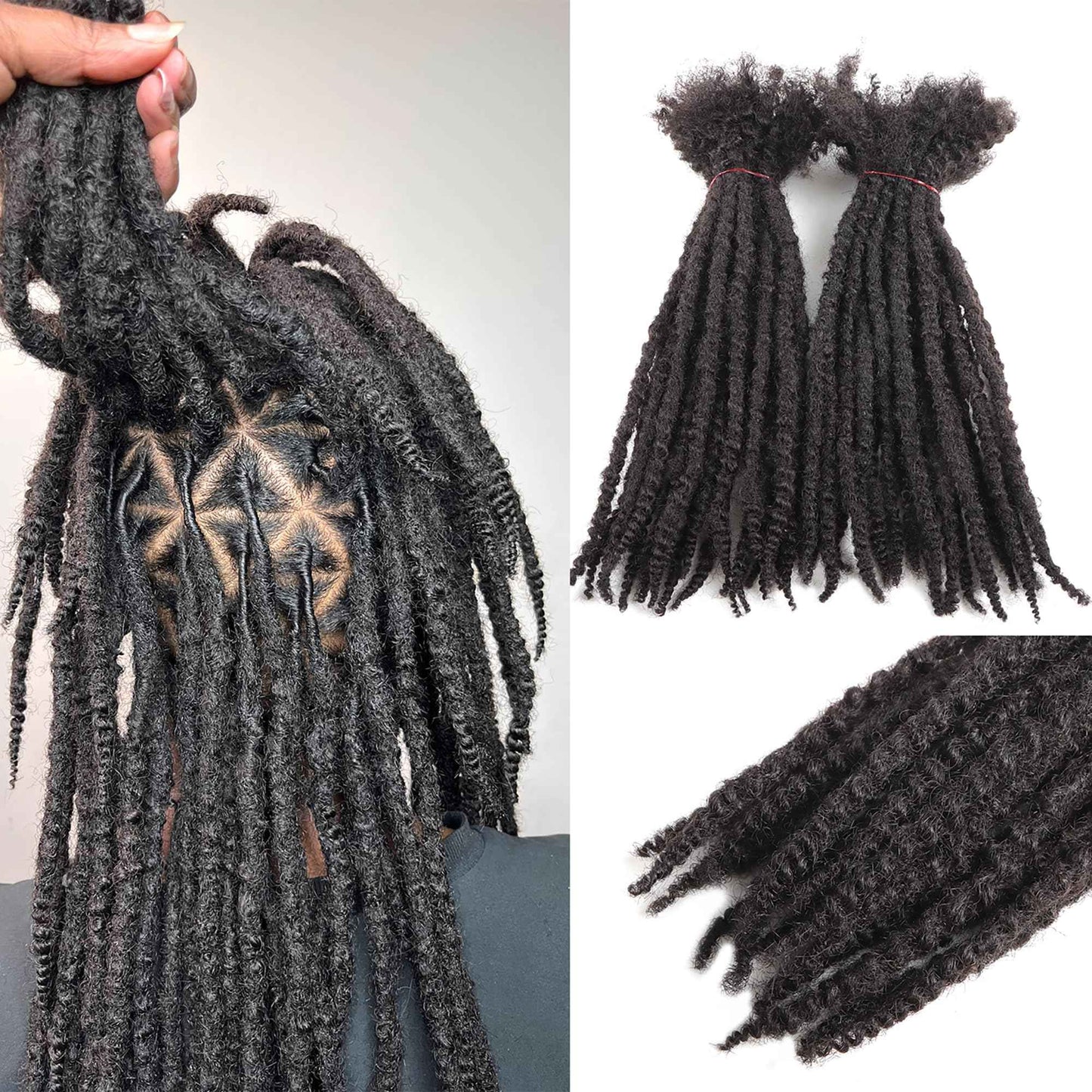 Orientdreads Textured Loc Extensions Human Hair, 100% Real Human Hair Dreadlock Extensions Handmade Permanent loc Extensions (#Natural Black - 0.8cm, 12 Inch 10 Strands)