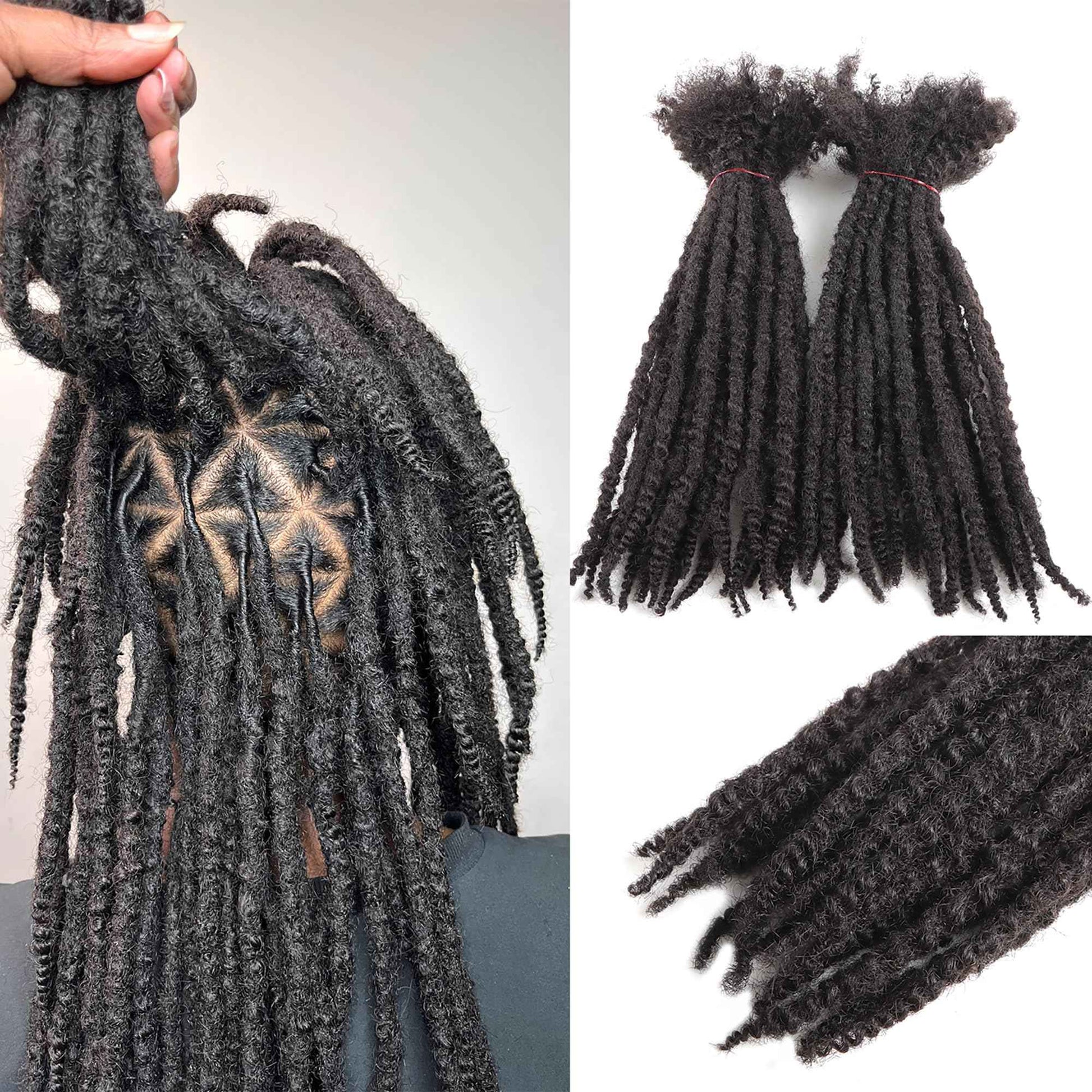 Orientdreads Textured Loc Extensions Human Hair, 100% Real Human Hair Dreadlock Extensions Handmade Permanent loc Extensions (#Natural Black - 0.8cm, 12 Inch 10 Strands)