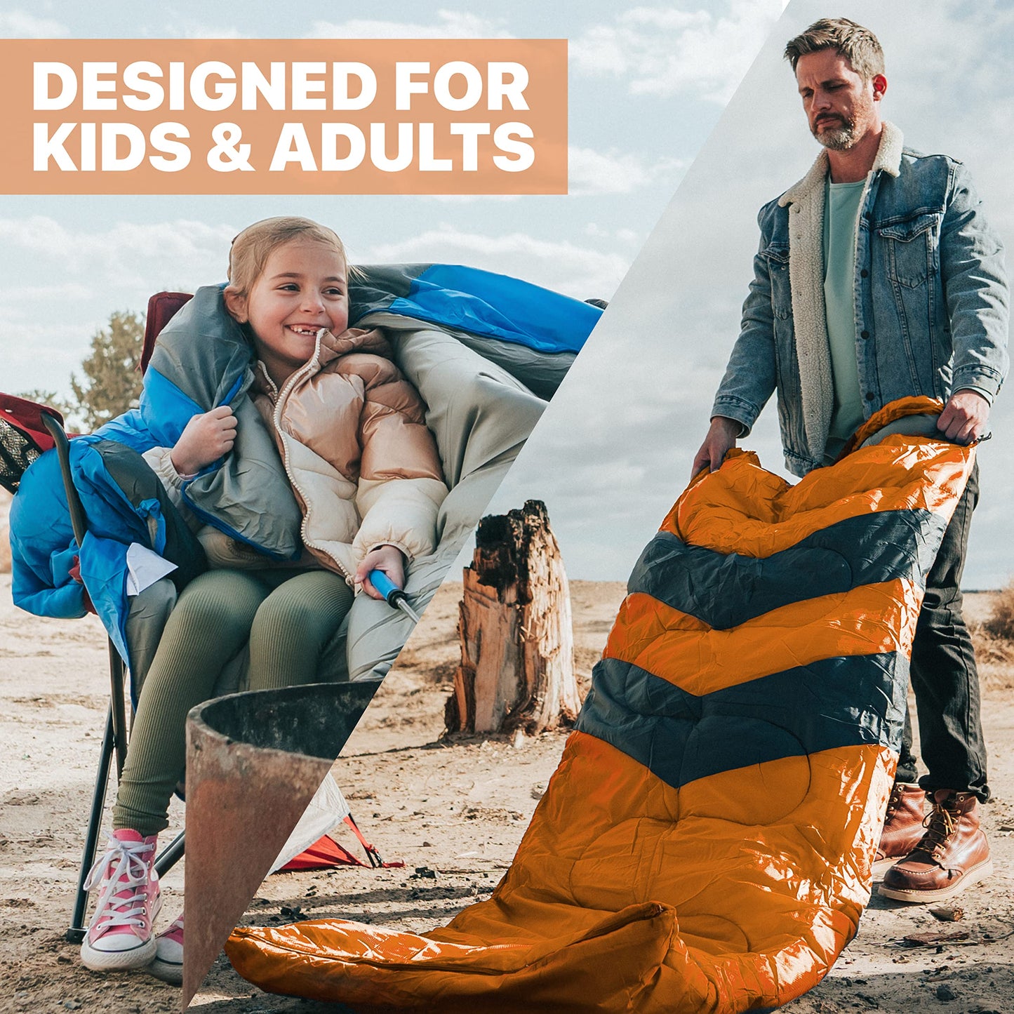 MalloMe Sleeping Bags for Adults Cold Weather & Warm - Backpacking Camping Sleeping Bag for Kids 10-12, Girls, Boys - Lightweight Compact Camping Essentials Gear Accessories Hiking Sleep Must Haves