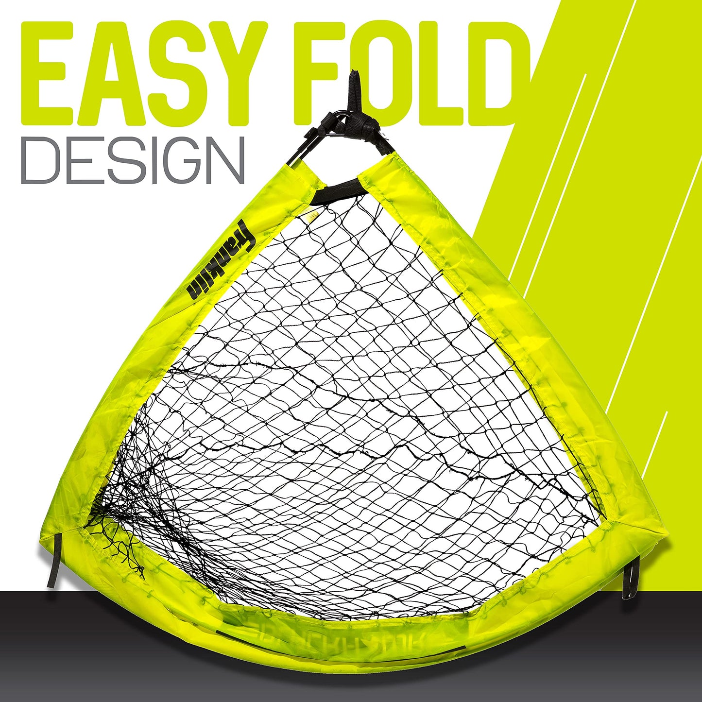 Franklin Sports Blackhawk Portable Soccer Goal, 12' x 6.5', Optic Yellow - Durable Fiberglass, All-Weather Netting, Pop Up, Folding, Official Size, Includes Tie-Down Stakes & Carry Bag