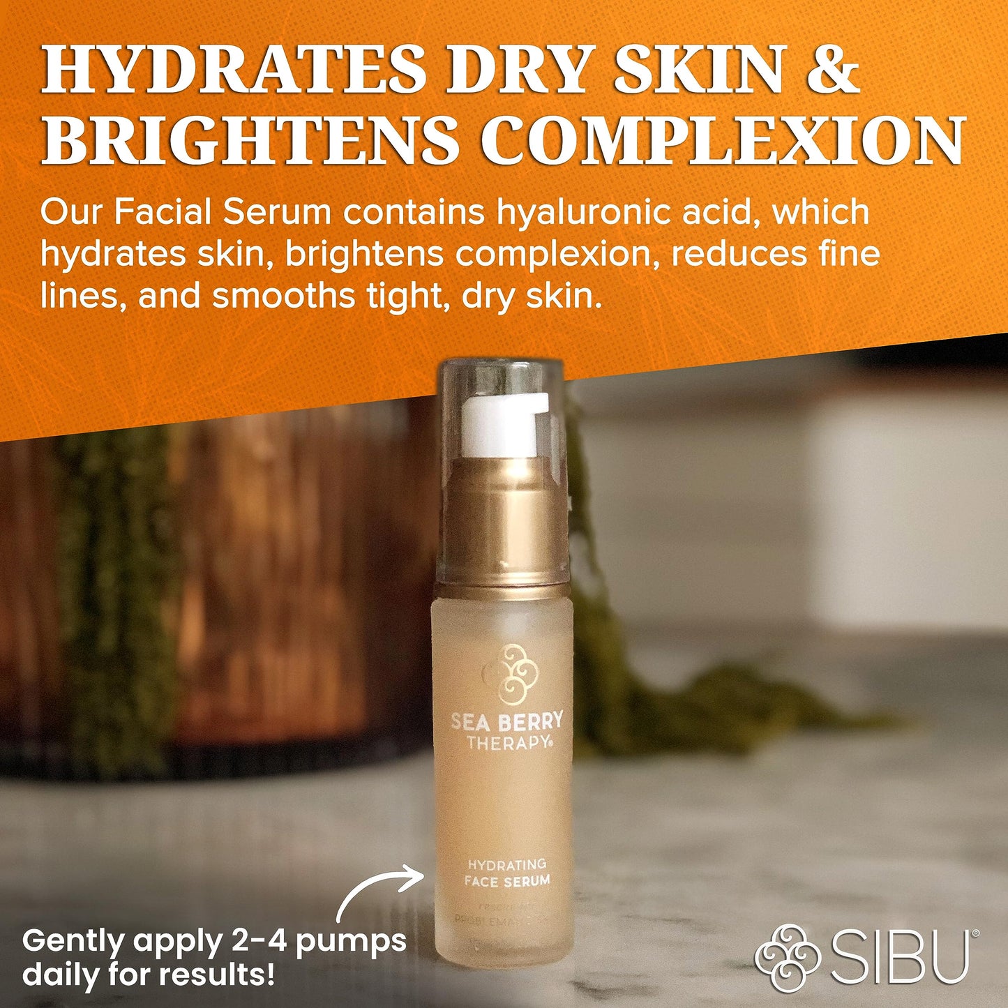 Sibu Hydrating Facial Serum, Made From Premium Sea Buckthorn Oil & Hyaluronic Acid (1oz) – Hydrates Dry Skin, Brightens Complexion & Reduces Blemishes