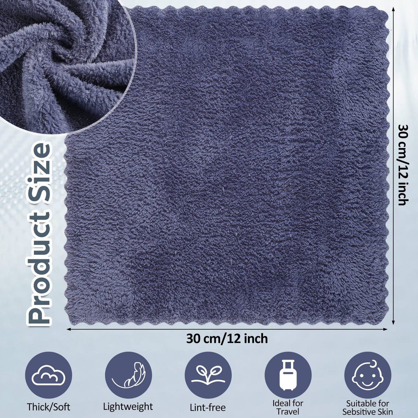 Newwiee 100 Pcs Washcloths Bulk Quick Drying Bathroom Wash Clothes 12 x 12 Inch Face Towels Microfiber Soft Hand Towel for Your Body Spa Fingertip(Dark Grey)