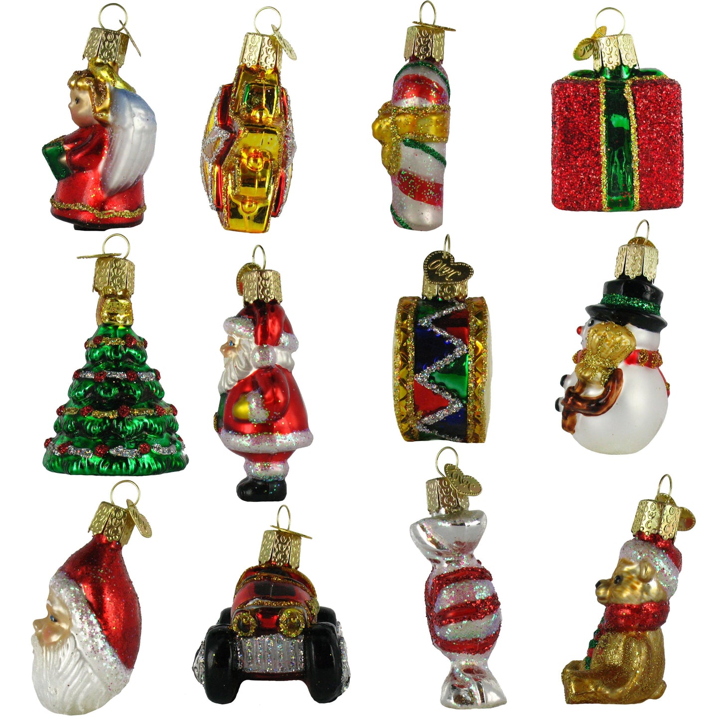 Old World Christmas Mini Christmas Set of 12, 1 " to 2 " Glass Ornaments