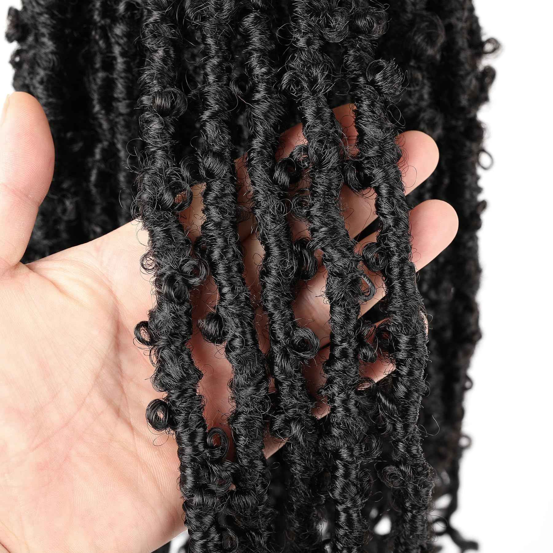 Butterfly Locs Goddess Locs Curly Ends 24 Inch Distressed Faux Locs Synthetic Crochet Hair For Black Women Hair Extensions (24 Inch, 6packs,1#)