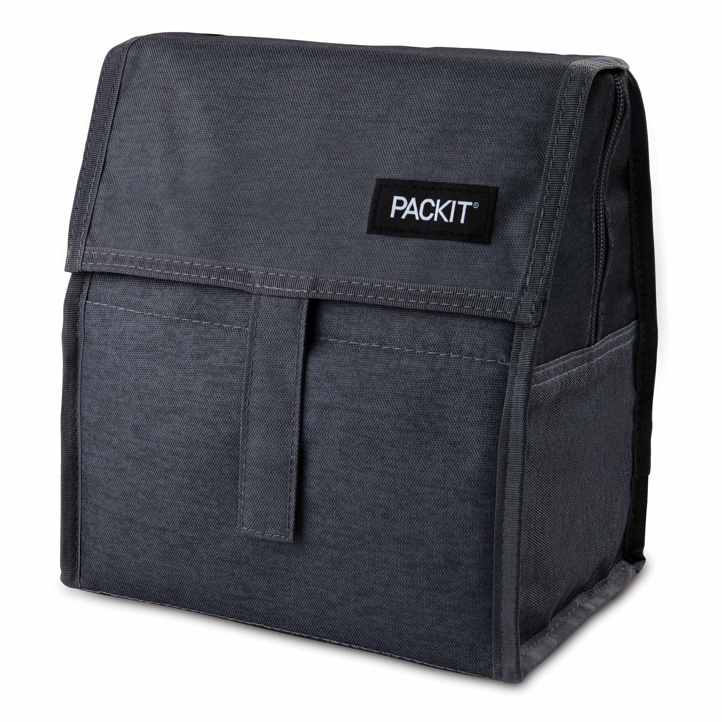 PackIt® Freezable Lunch Bag, City Charcoal, Built with EcoFreeze® Technology, Foldable, Reusable, Zip and Velcro Closure with Buckle Handle, Designed for Work Lunches and Fresh Lunch On the Go