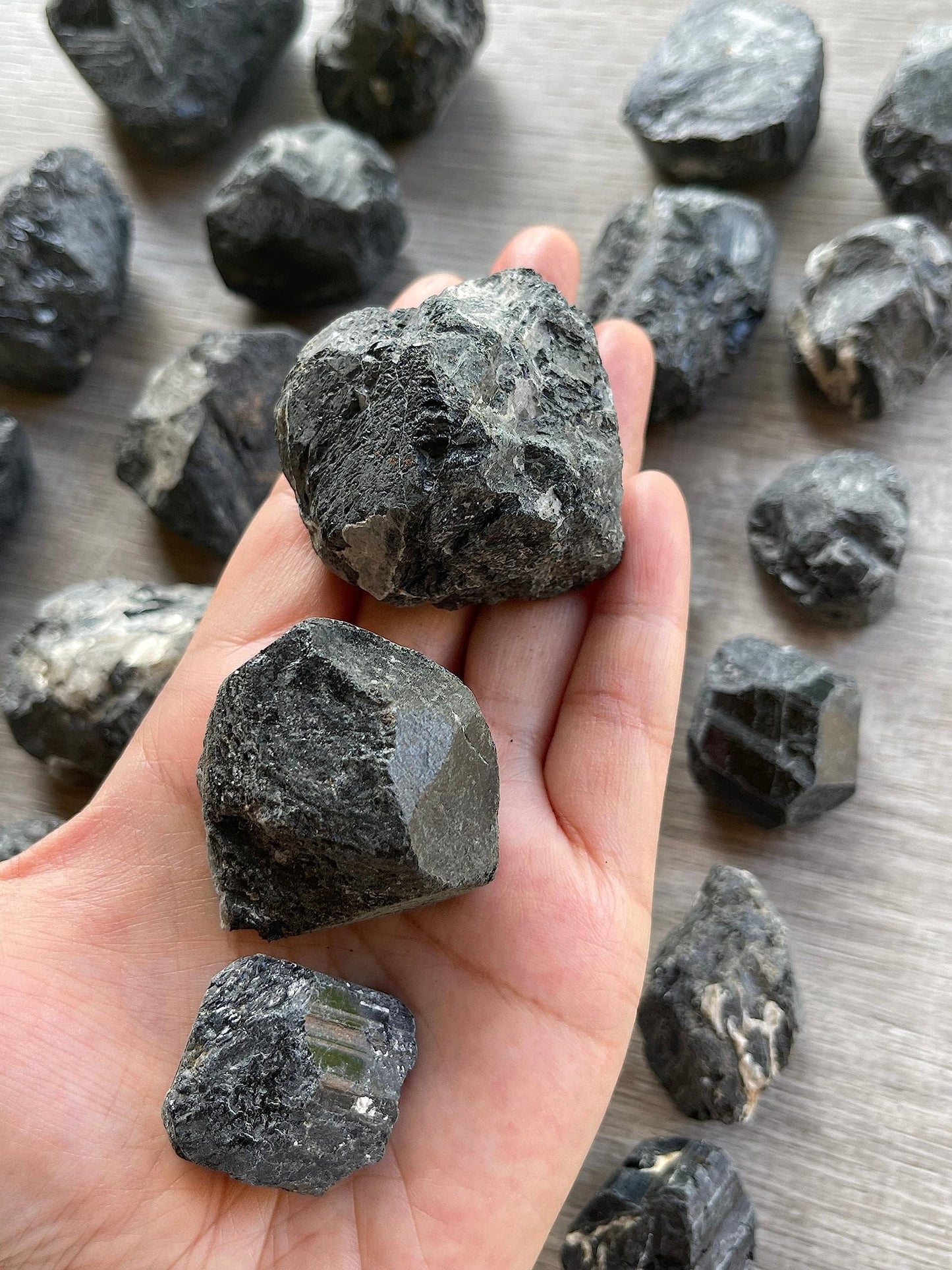 GAF TREASURES Wholesale Raw Black Tourmaline Crystals, Natural Black Tourmaline Stone, Black Tourmaline Rough, Healing Crystals (Black Tourmaline, 1 Pounds)