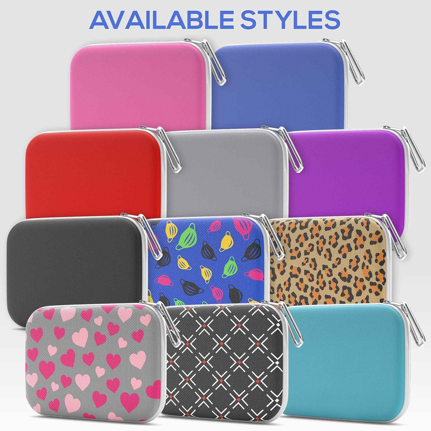 OPTIPAK Slim Multipurpose Purse Pouch | Neoprene Makeup Bag with Zipper Pouch & Carabiner Keychain | Portable Travel Cosmetic Bag, Women’s Travel Makeup Tote (Pack of 1)