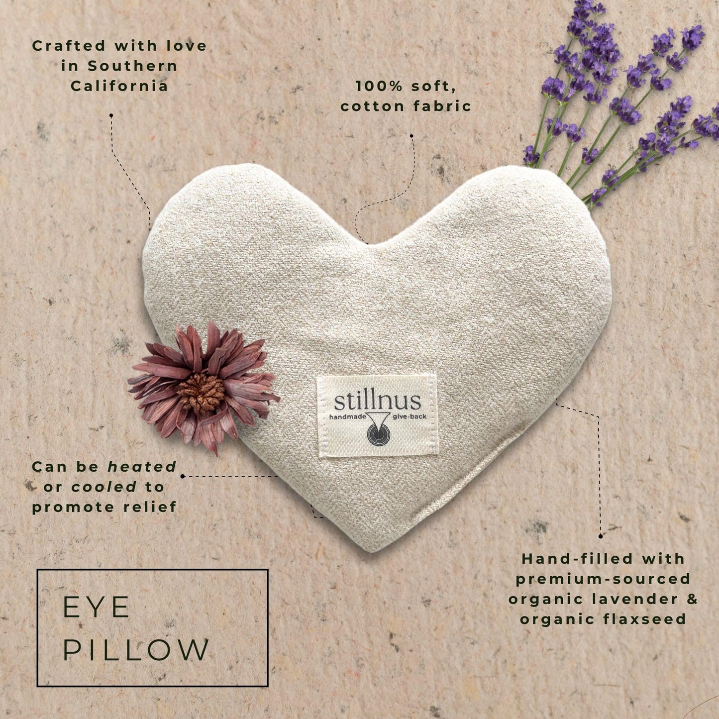 Stillnus Eye Pillow - Lavender & Flax Seed for Hot/Cold Therapy, Migraines, Sinus Relief & Dry Eyes | Relaxation Mask & Valentines Day Gift for Wife, Girlfriend, Best Friend