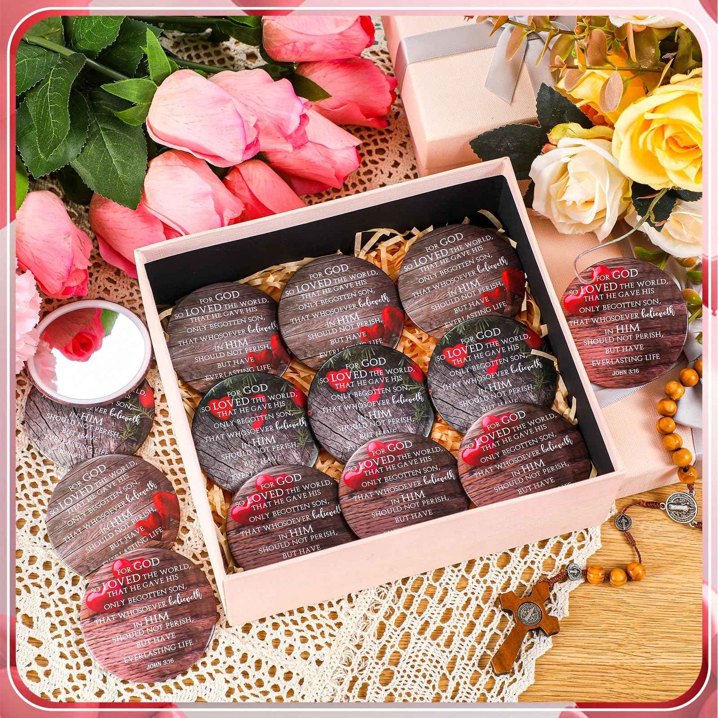 Geetery 30 Pcs Mothers Day Christian Gifts for Women Bulk Compact Mirrors Religious Makeup Mirrors Portable Purse Bible Verse Gifts for International Womens Day Gifts Church