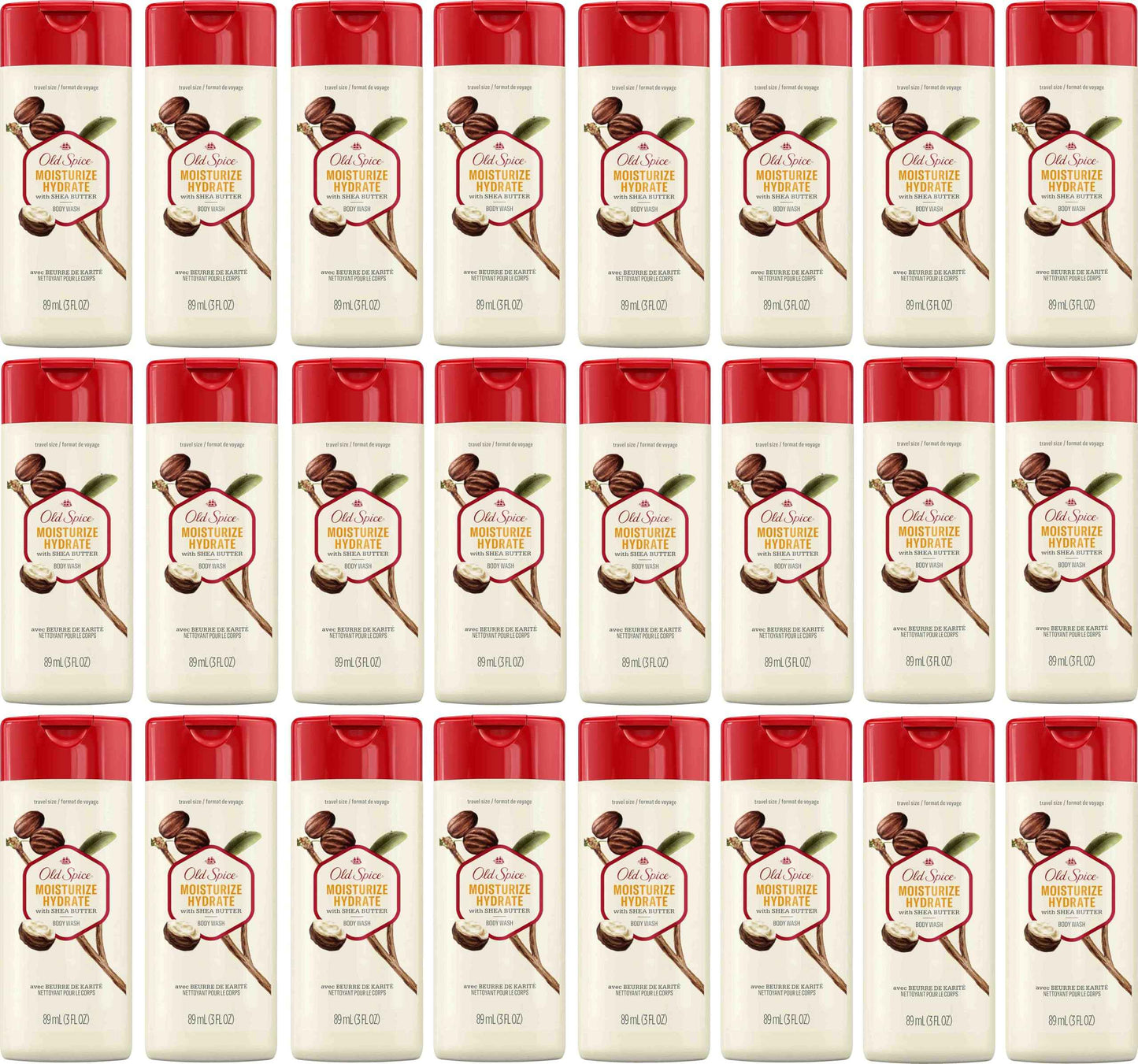 Old Spice Body Wash for Men - Travel Size Body Wash - Moisturize with Shea Butter 3 Fl Oz 24 Pack