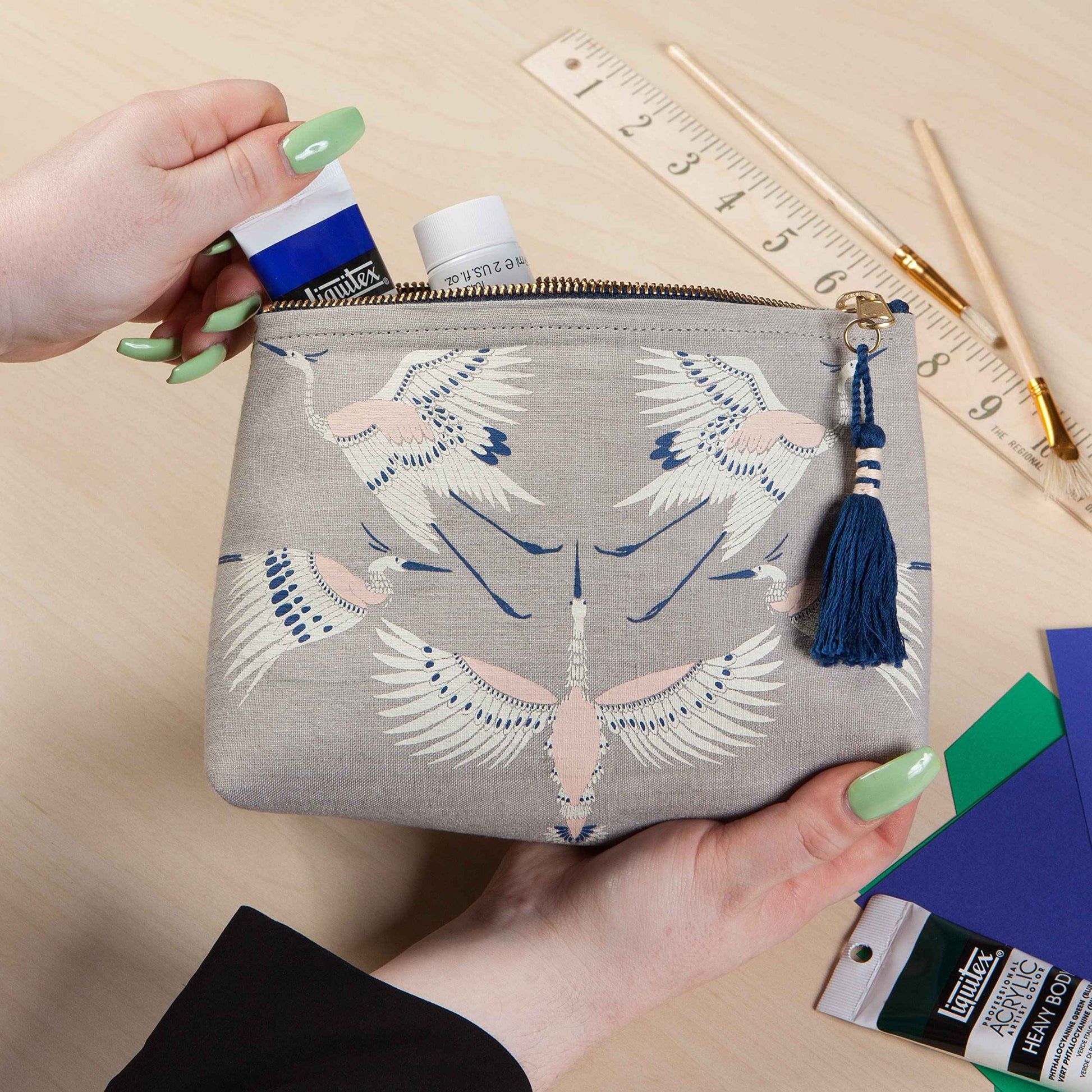 Danica Studio Women Zipper Cosmetic Bag, Flight of Fancy, Small (8 x 5.5 inches)