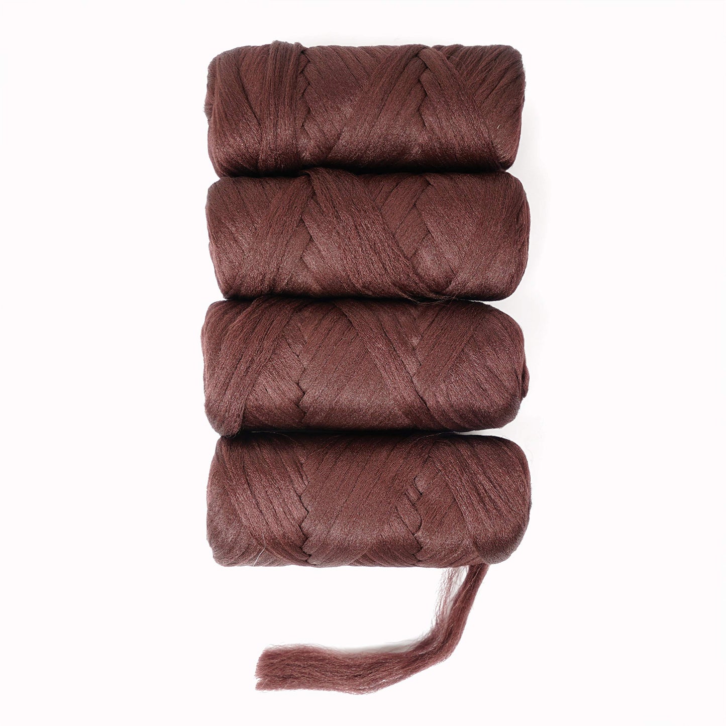 100% Brazilian Wool Hair Acrylic Yarn for African Braids/Senegalese Twist/Faux Locs/Wraps and Crochet Hook(4 Roll,Coffee Brown)