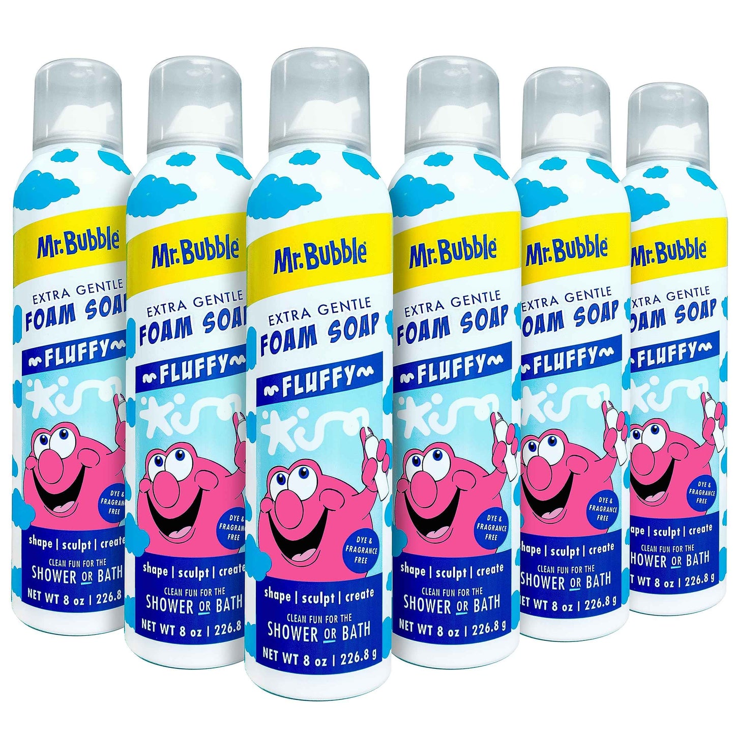Mr. Bubble Extra Gentle Foam Soap - Fragrance Free Kids Hand and Body Wash 8OZ, Pack of 6