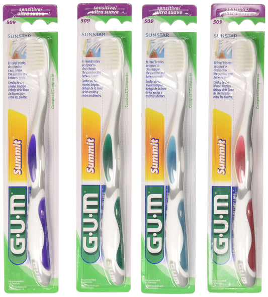 Sunstar 509P GUM Summit+ Toothbrush, Compact Head, Sensitive Bristle (Pack of 12)