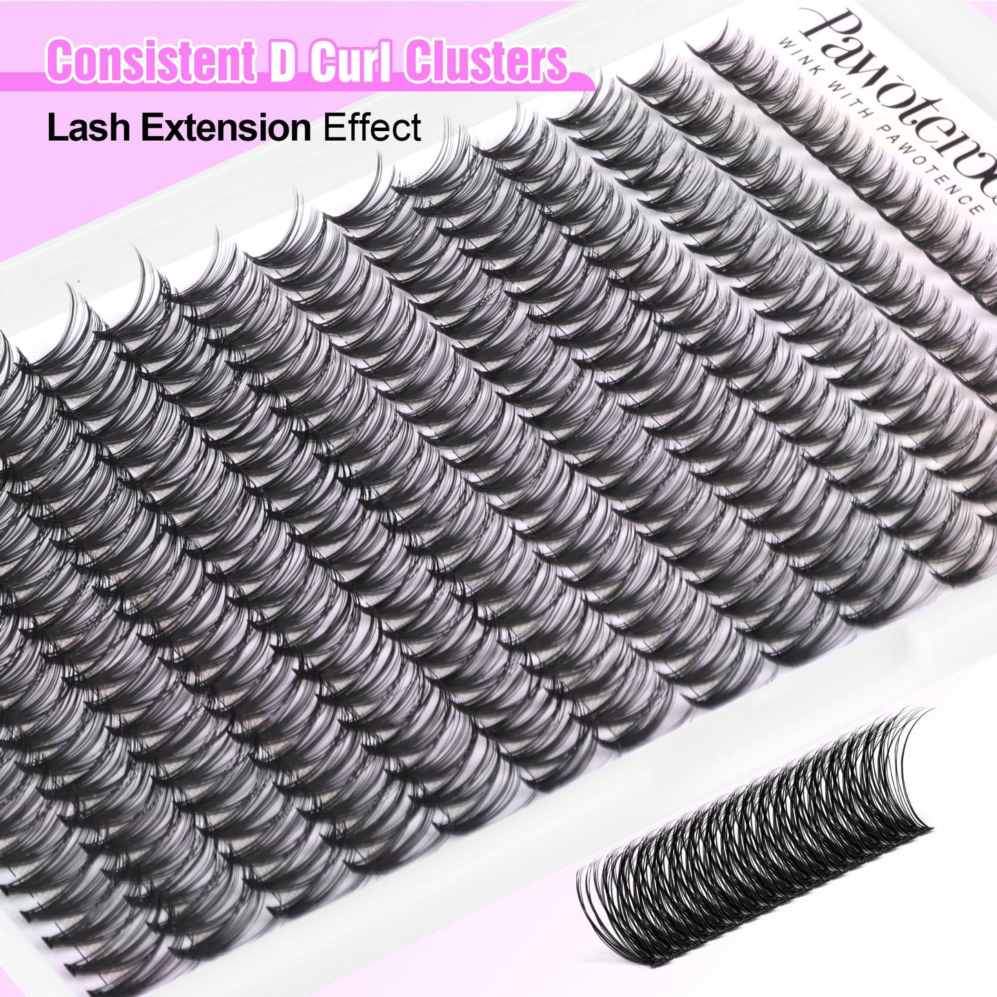 Pawotence Lash Extension Kit DIY 280pcs Individual Lash Clusters Kit 30D Curl 8-15mm Cluster Eyelash Extension Kit with Lash Bond and Seal and Lash Tweezers for Self Application(30D-0.07D-8-15MIX KIT)