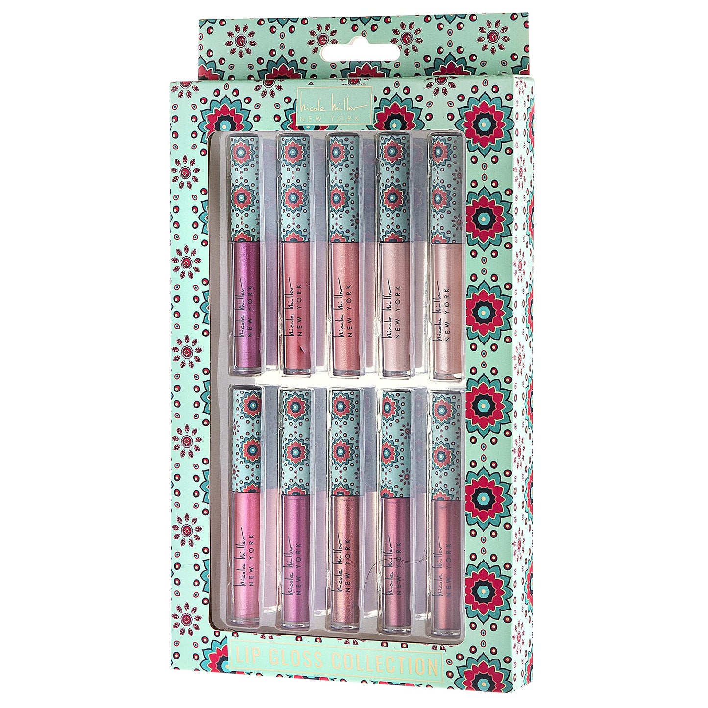 Nicole Miller Lip Gloss Collection, 10 Count (Pack of 1), Pink Glossy