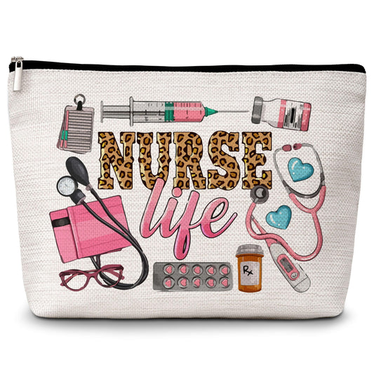 Nurse Gifts for Women, Nurse Life Zipper Makeup Bag, Nursing Bag for Female Friend Wife Mom, Graduation Birthday Thank You Retirement Gifts, Cosmetic Bag Travel Pouch, 1 Pack(A19)