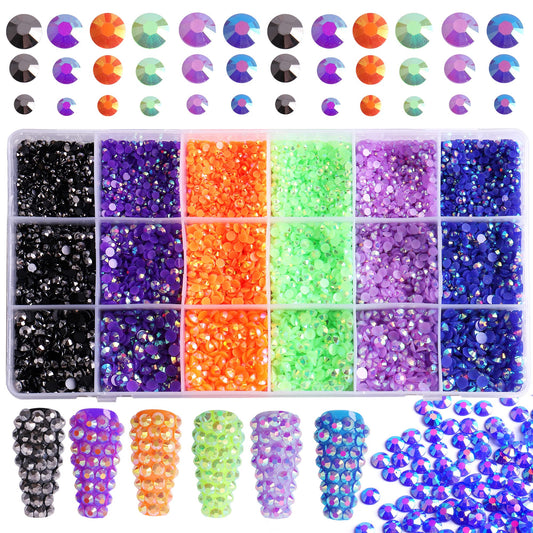 FULZTEY 19200PCS Rhinestones for Crafts 3D Mixed Size Crystal Rhinestones 6 Colors Gems AB Rhinestones Flatback for DIY Crafts Nails Clothes Shoes Decoration Accessories 3/4/5mm