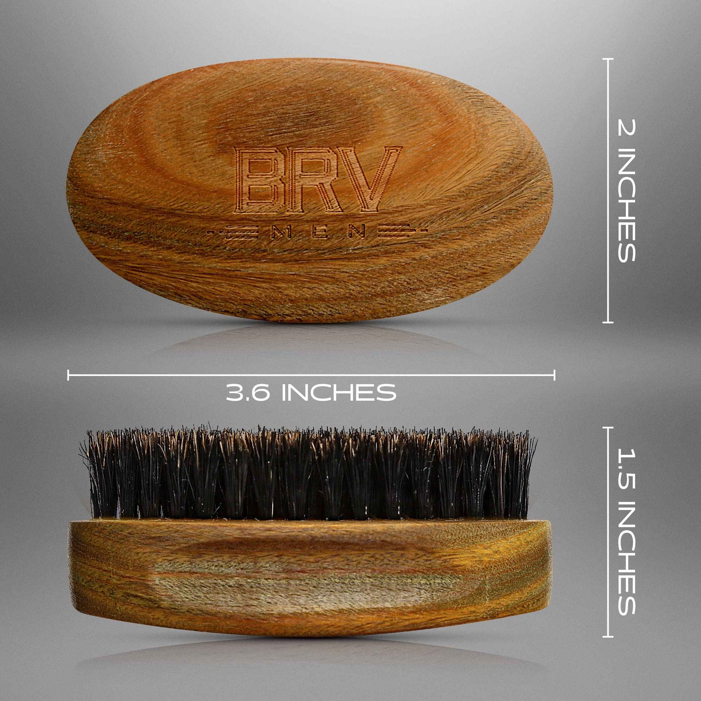 BRV MEN Beard Brush | Firm Boar Bristles | First-Cut Boar Hair Bristles | The Ideal Gift For Men (Green Sandalwood)