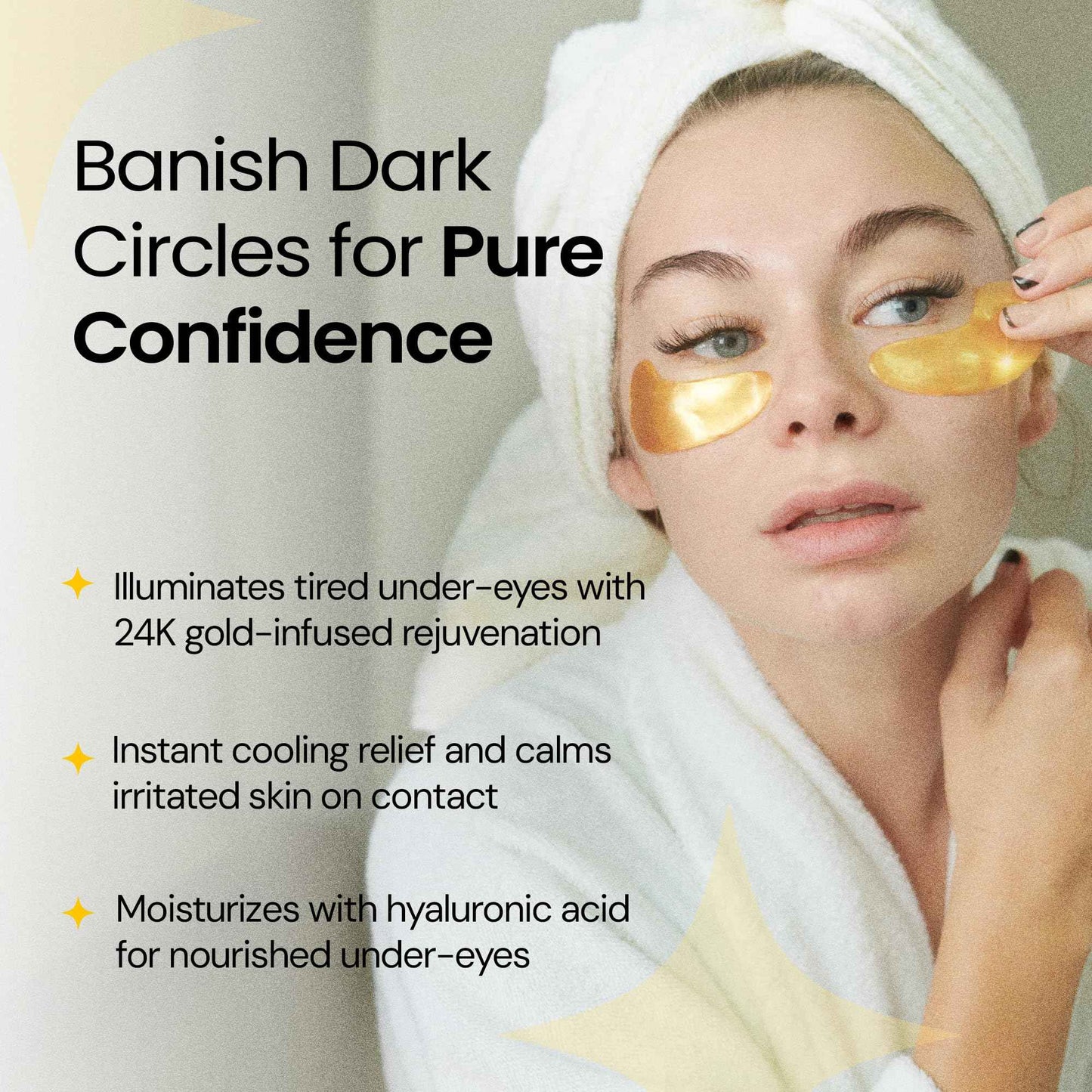 LA PURE 24k Gold Under Eye Mask for Dark Circles and Puffiness, Revitalizing & Non-Irritating Anti Aging Eye Patches with Hyaluronic Acid & Collagen - Dermatologically Tested - 15 Pairs Eye Gel Pads