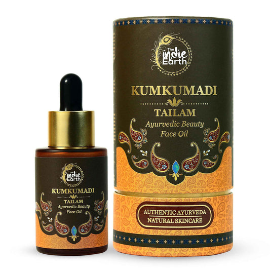 The Indie Earth Kumkumadi Tailam 30 ml | Ayurvedic Beauty Face Oil | Night Serum for Brighter, Glowing & Younger-Looking Skin with Turmeric, Saffron & Indian Lotus