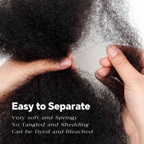 Afro Kinkys Bulk Human Hair, 14 Inch 50G/1Pack Soft 4C Afro Kinky-Curly Human Hair Bulk for Twist Dreadlocks Extensions Repair Locs 613 Blonde 1 Pack (613, 14 inch)