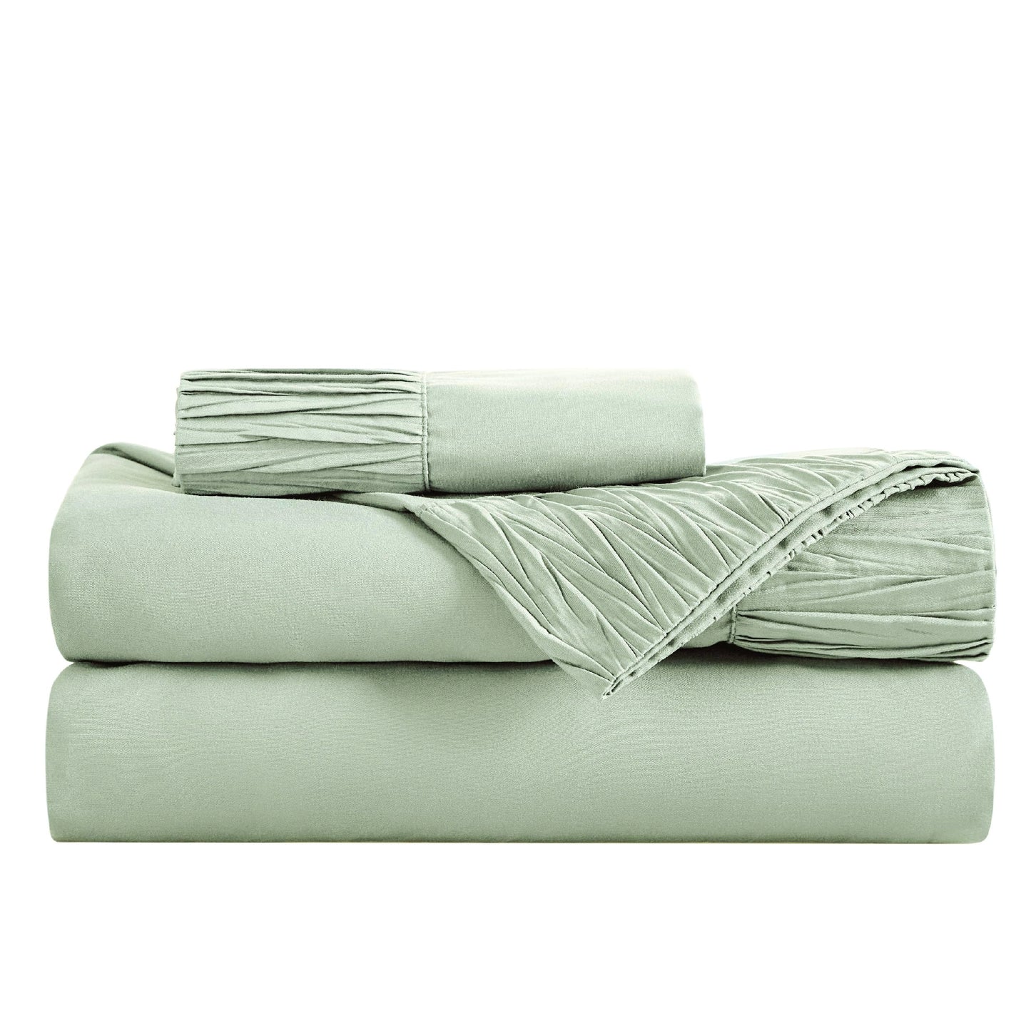 Bedsure Twin Sheets Set - Soft Twin Bed Sheets, 3 Pieces Hotel Luxury Sage Green Sheets Twin, Easy Care Polyester Microfiber Cooling Bed Sheet Set