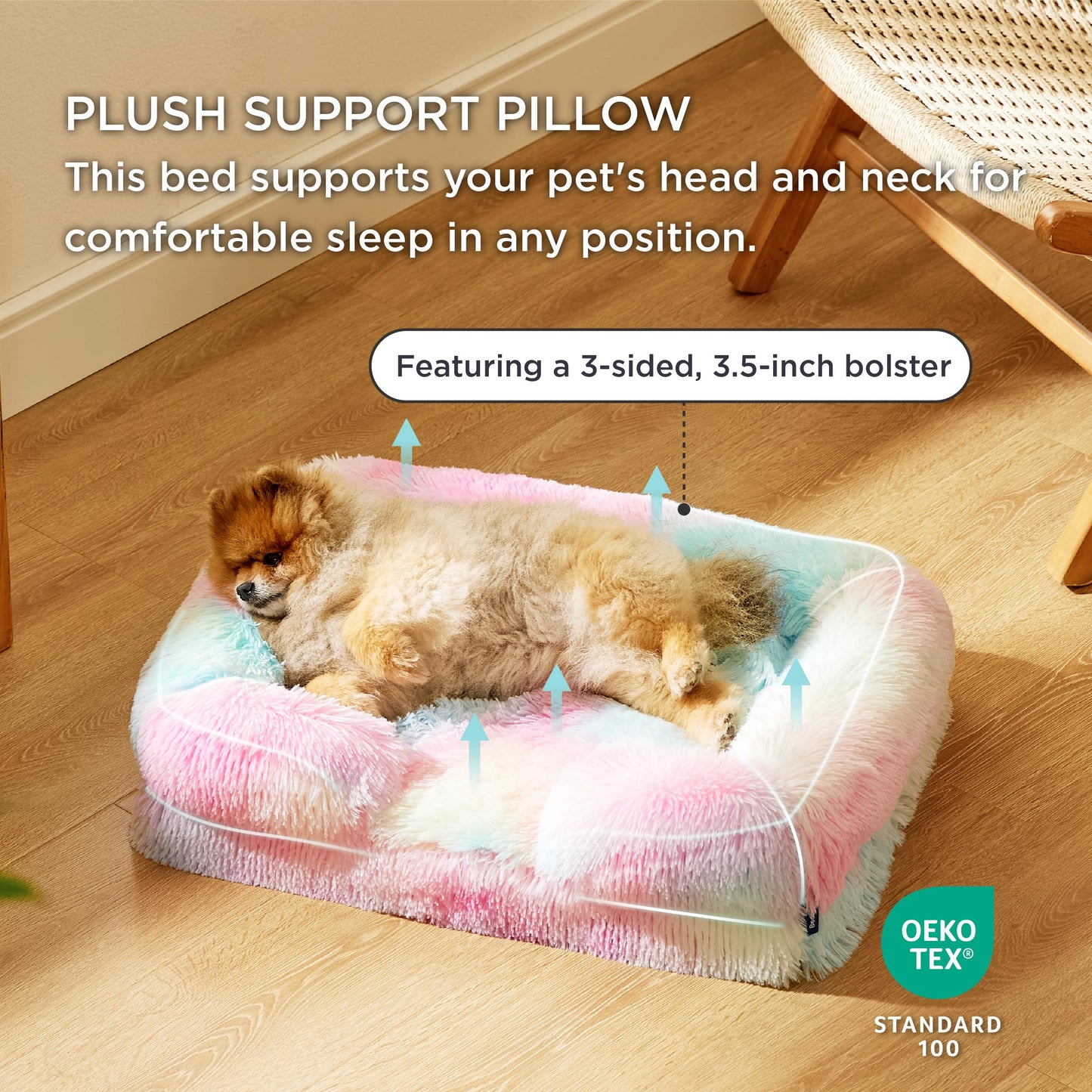 Bedsure Small Orthopedic Dog Bed - Washable Calming Dog Sofa Beds for Small Dogs, Supportive Foam Pet Couch Bed with Removable Washable Cover, Waterproof Lining and Nonskid Bottom Couch, Multi Color