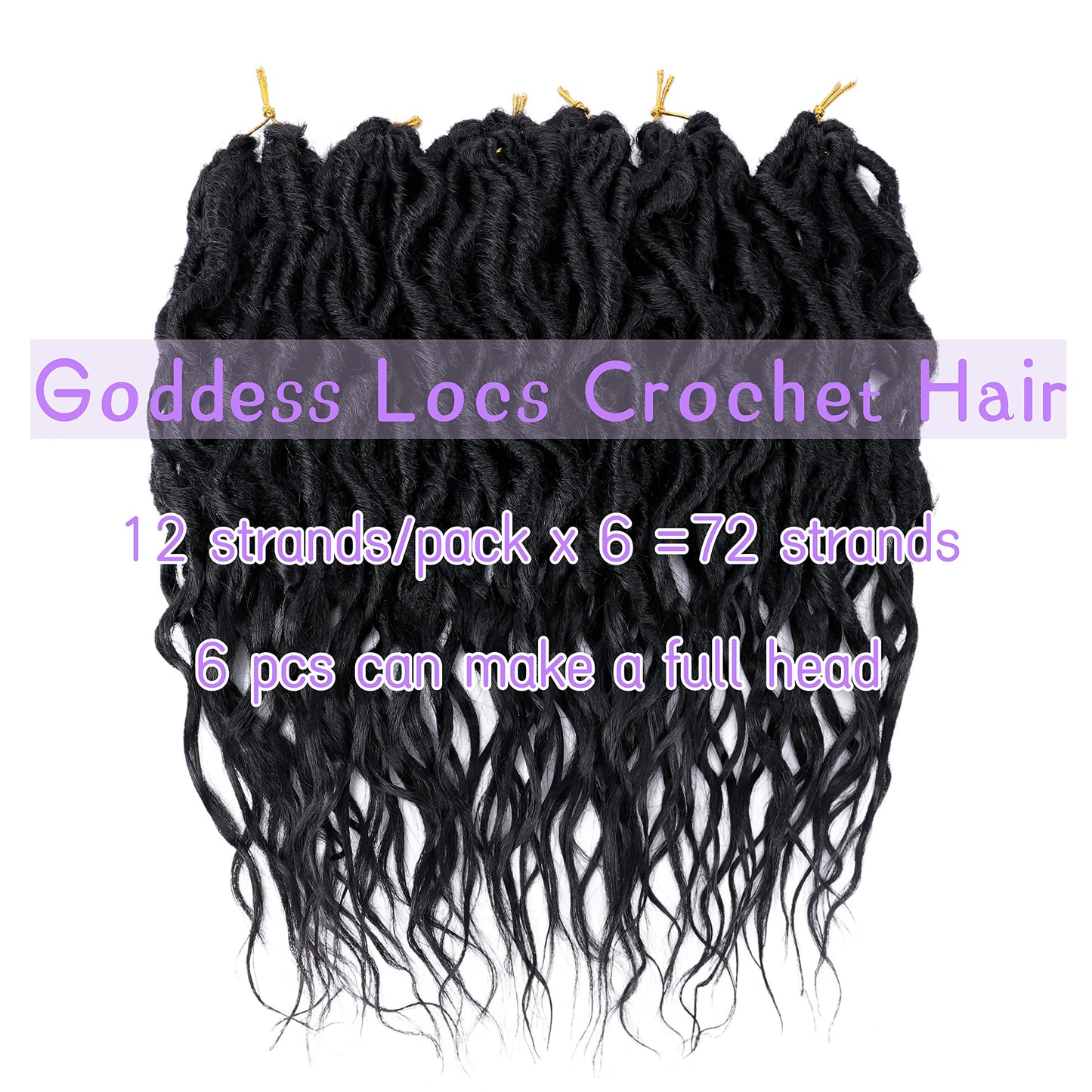 6 Packs Faux Locs Crochet Hair 24 Inch Soft Locs Crochet Braid Pre Looped Goddess Locs Crochet Hair for Women Queen Locs Crochet Braids with Curly Ends Synthetic Braiding Hair Extensions