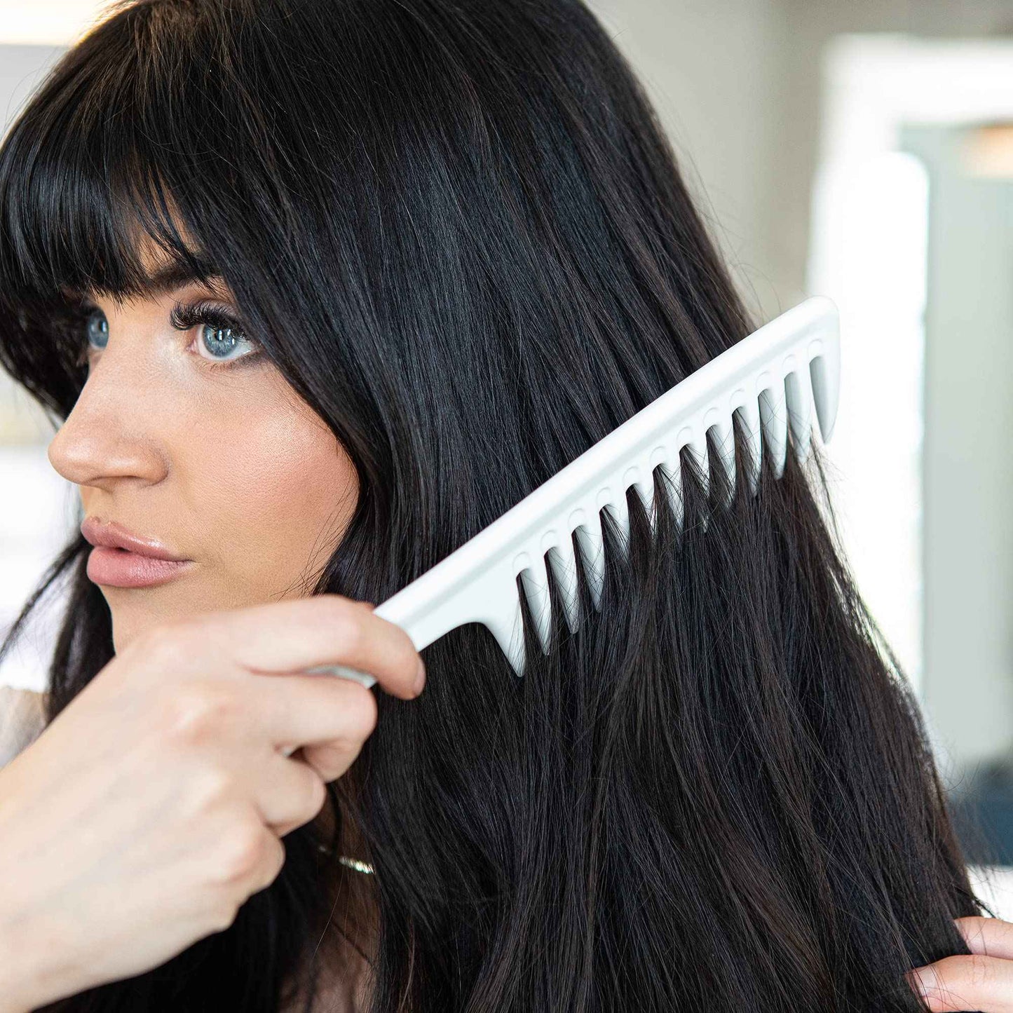 Rock & Ruddle Beach Wave Wide Tooth Rake Comb | For All Hair Types | Detangles & Creates Bouncy Beach Waves | Pain Free Detangling for Wet & Dry Hair - White