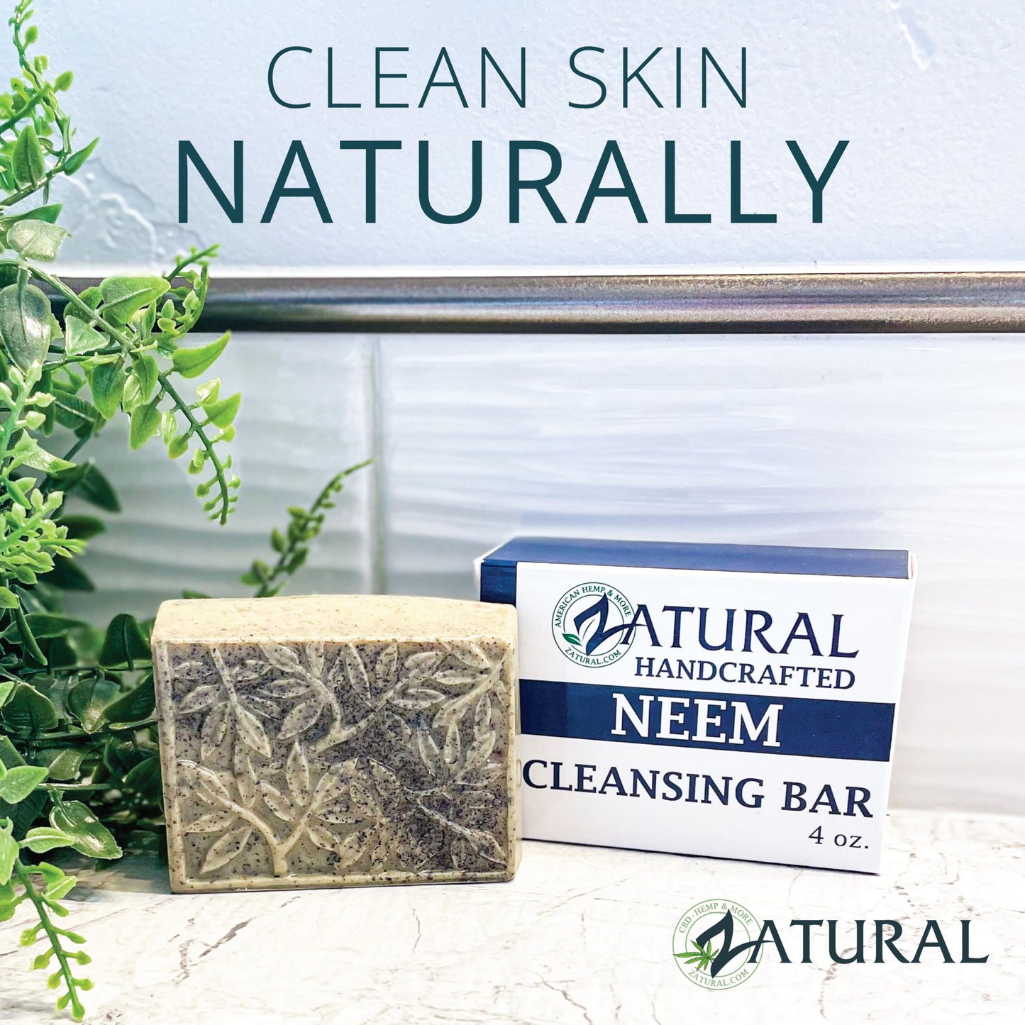 Zatural Neem Soap Bar Ultra-Sensitive Skin-Soothing Therapy-Relieves skin irritation, itching, flaking, & dryness. (3 Count)