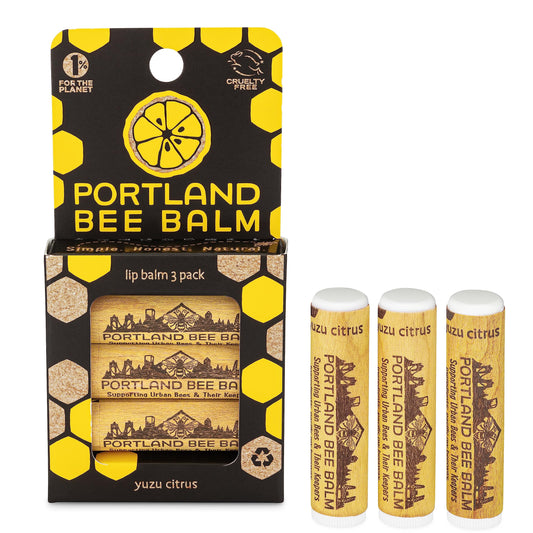 Portland Bee Balm All Natural Handmade Beeswax Based Lip Balm, Yuzu Citrus 3 Count