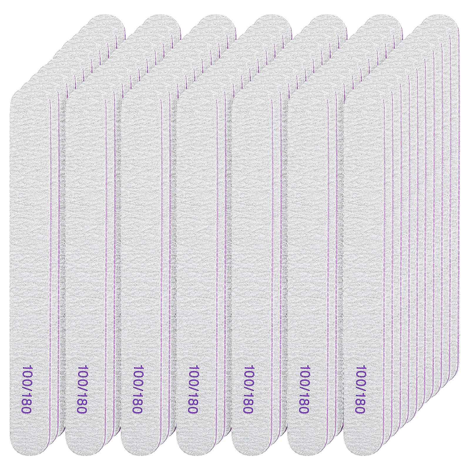200 Pcs Nail Files 100/180 Grit Double Sides Emery Boards Reusable Nail Files for Acrylic Nails Professional Manicure Tools for Natural Nails Acrylic Nails Home and Salon Supplies (Oval)